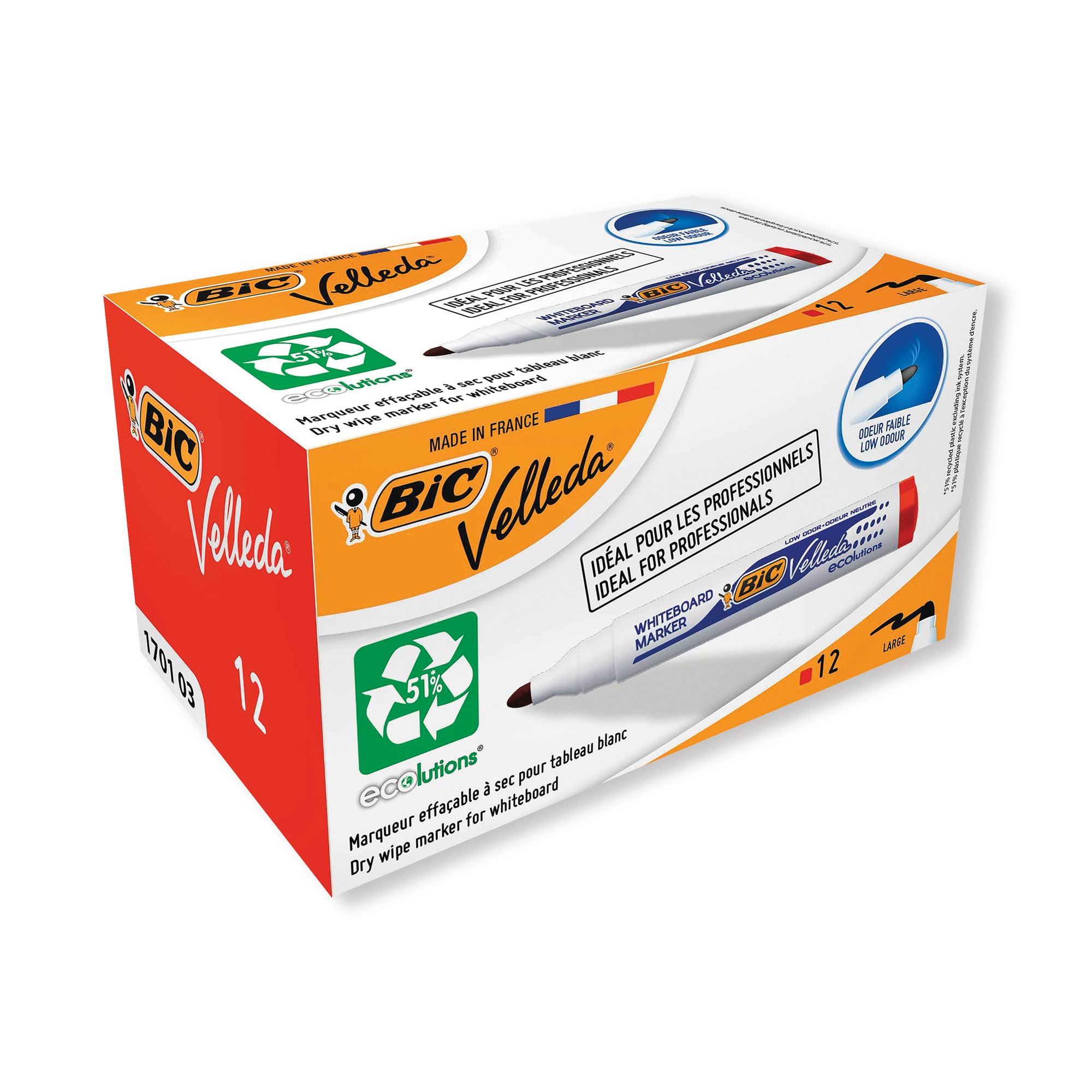 BIC VELLEDA 1701 MARKERS RED PK12