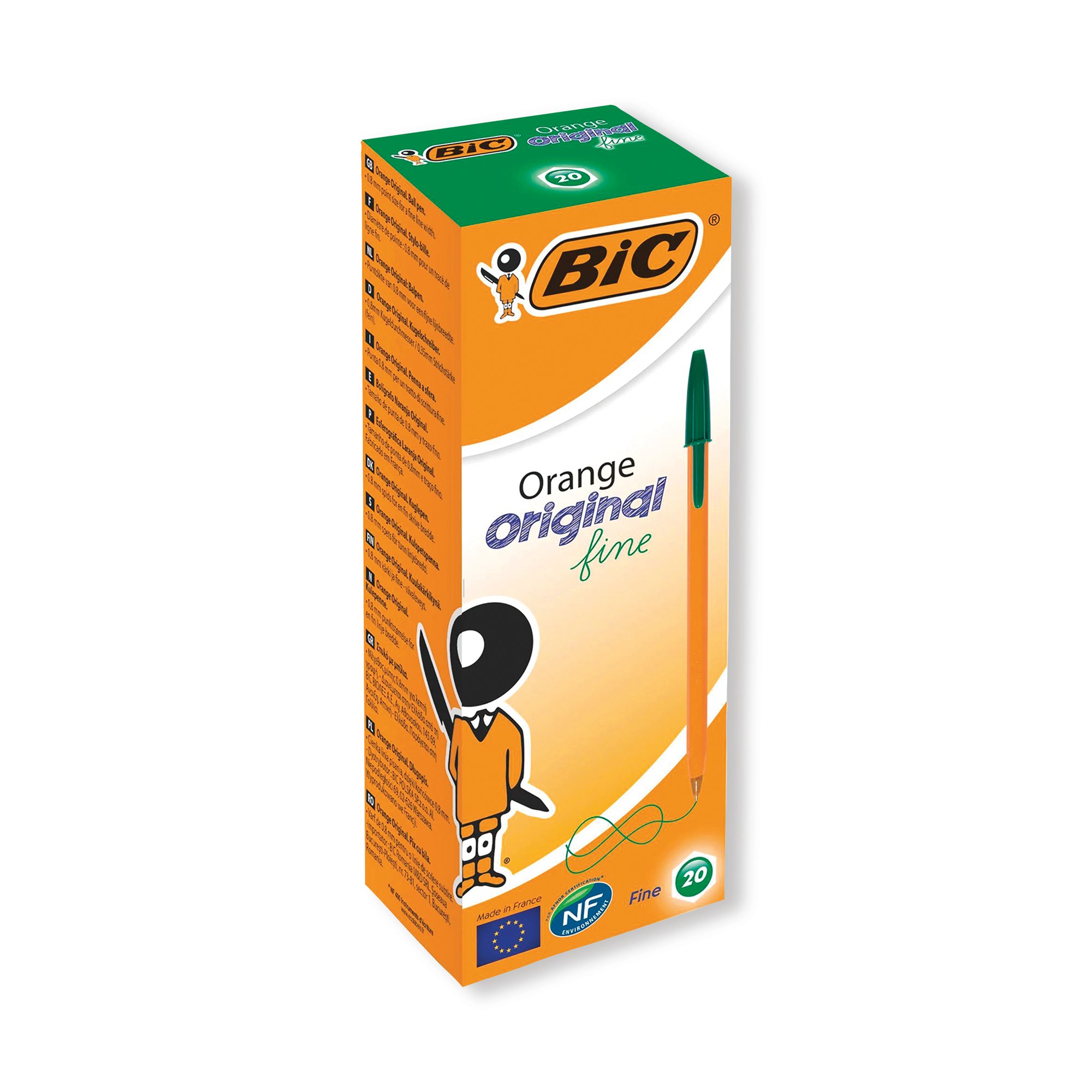 BIC ORANGE CRISTAL FINE GRN PK20