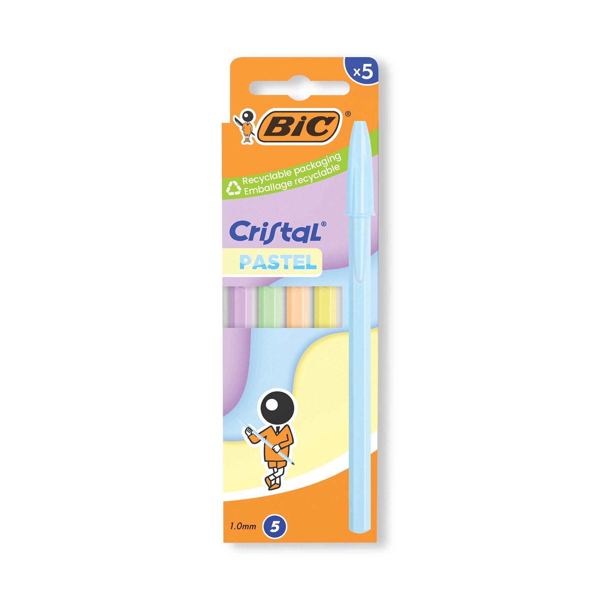 BIC CRISTAL BALL PEN AST PSTL/BLU P5