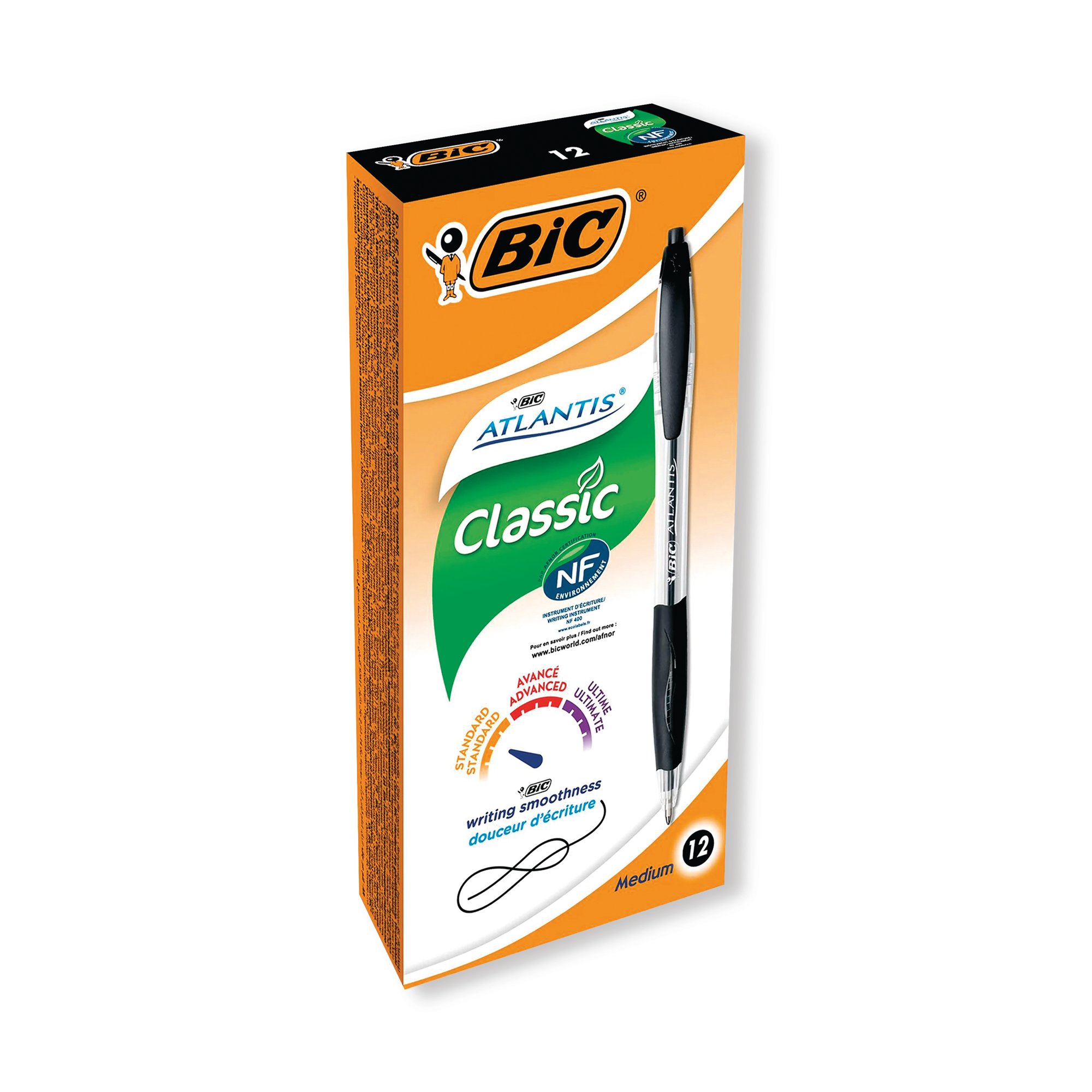 BIC RETRACTABLE BALL PEN BLACK BX 12