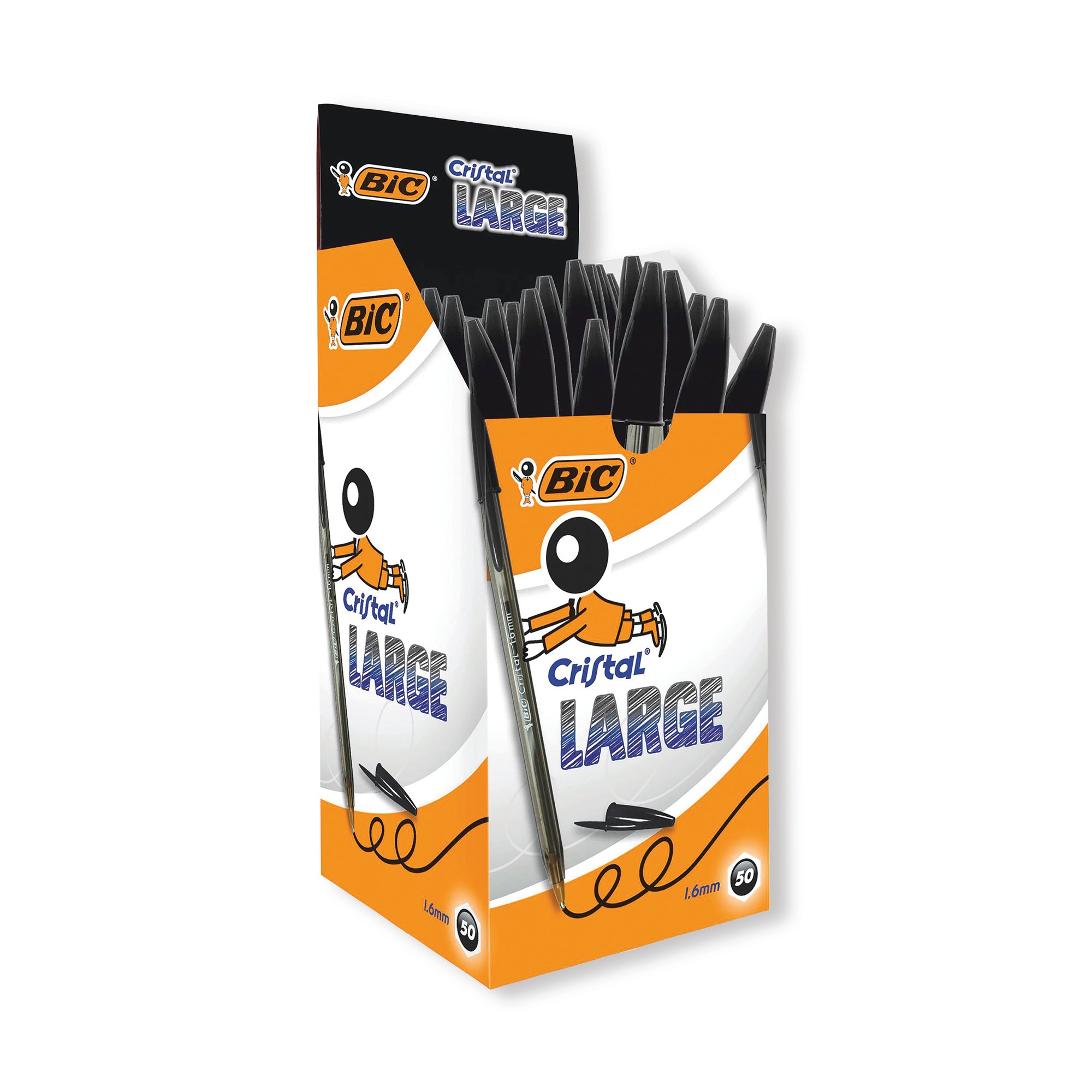BIC CRISTAL LARGE 1.6MM BLACK PK50