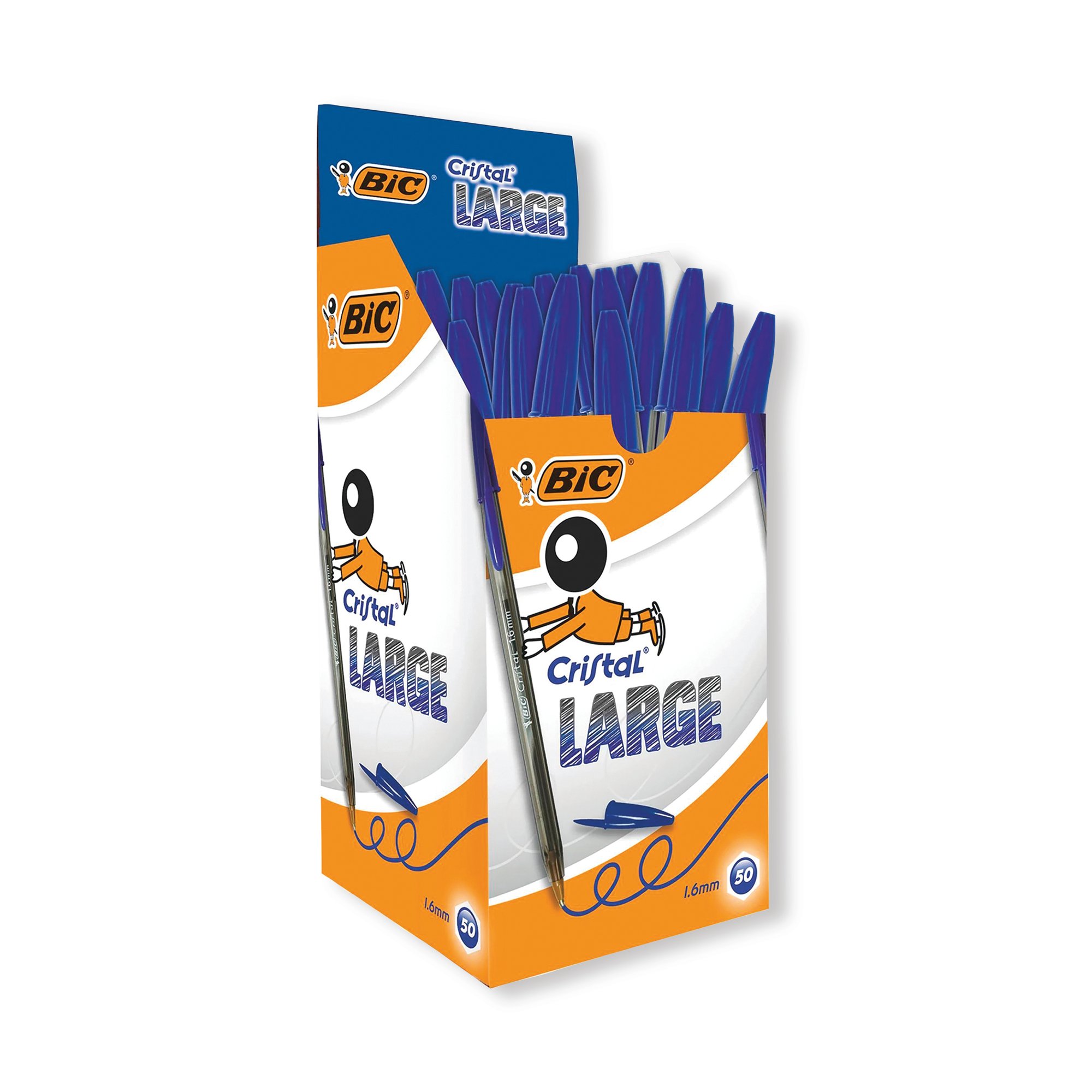 BIC CRISTAL LARGE 1.6MM BLUE PK50