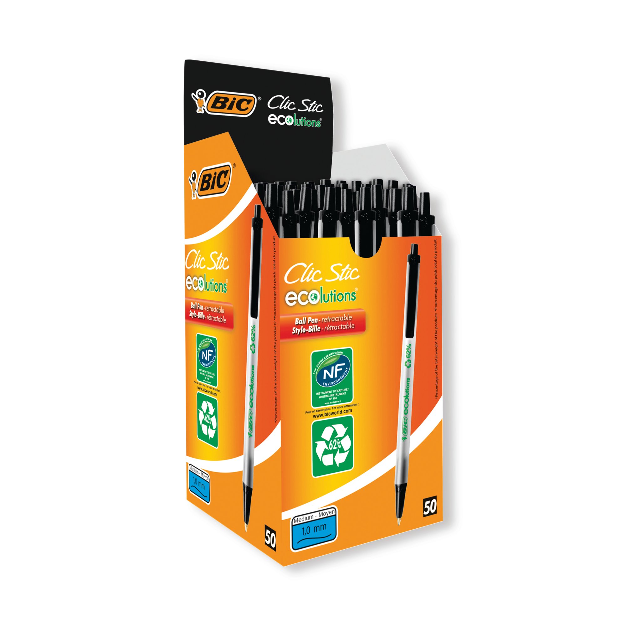 BIC ECOLUTIONS CLIC STICK BLACK PK50
