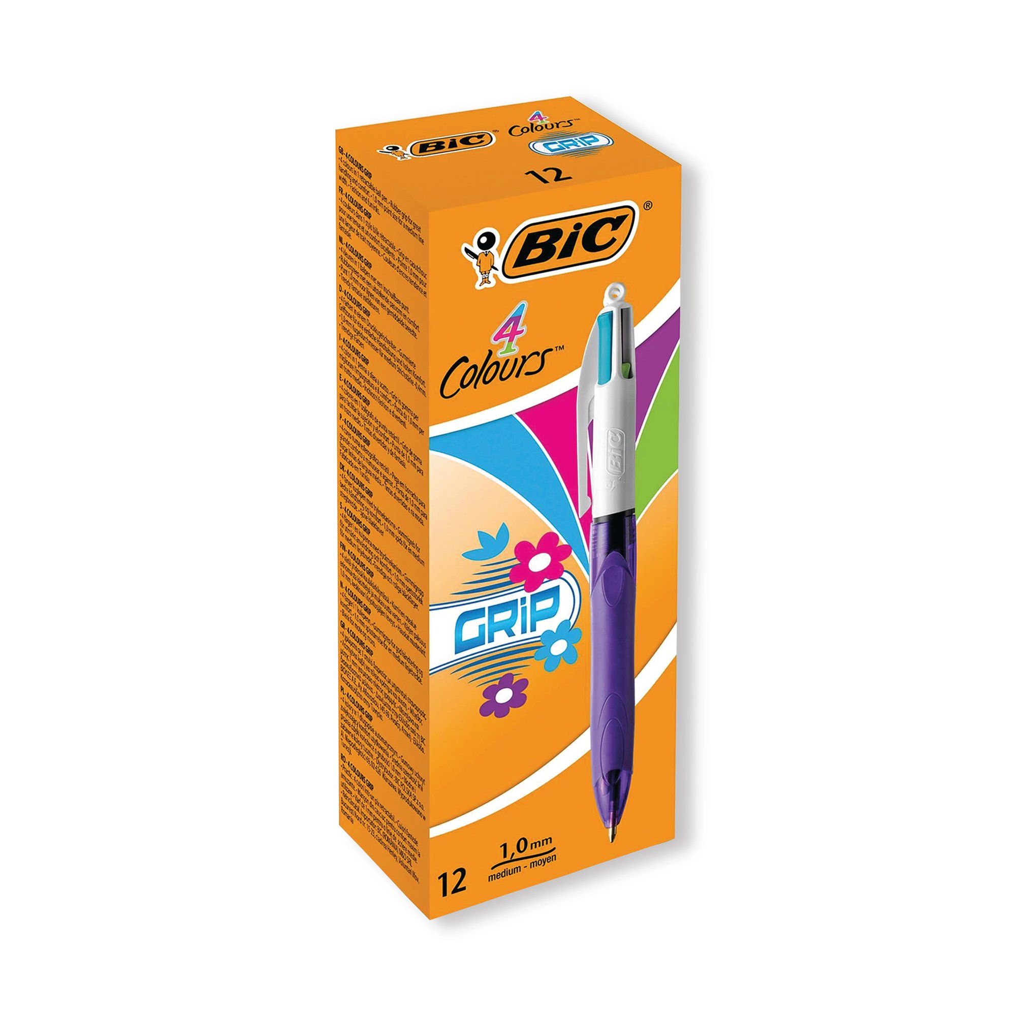 BIC 4 COLOUR FASHION GRIP PEN PK12