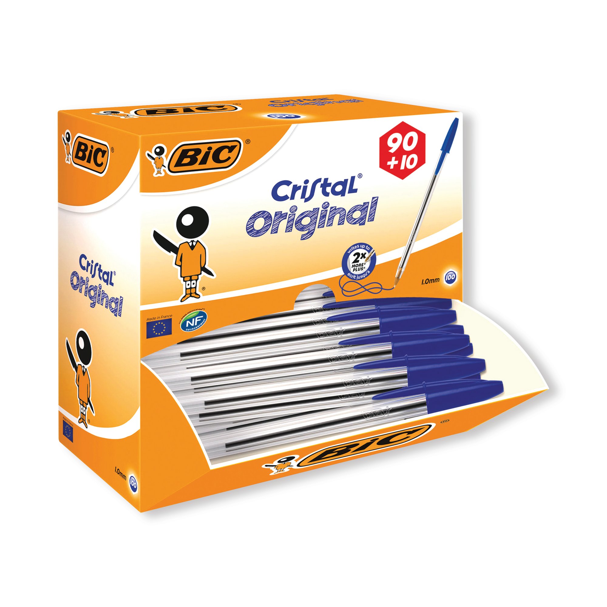 BIC CRISTAL BPOINT PEN MED BLU PK100