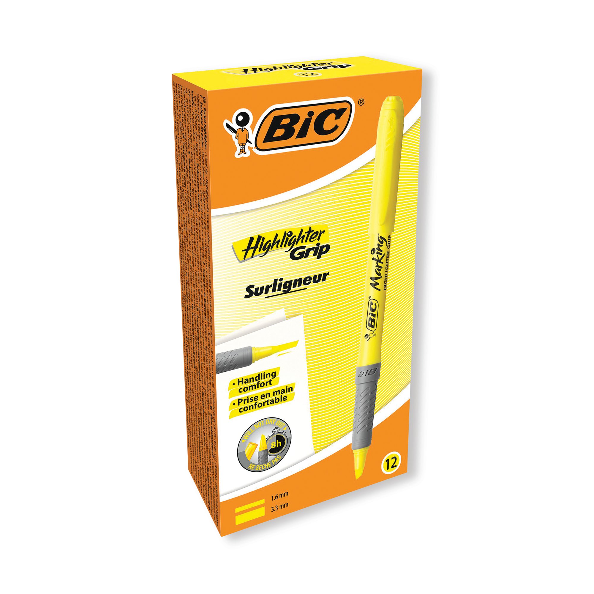 BIC BRITE LINER HIGHLIGHTER YLW PK12