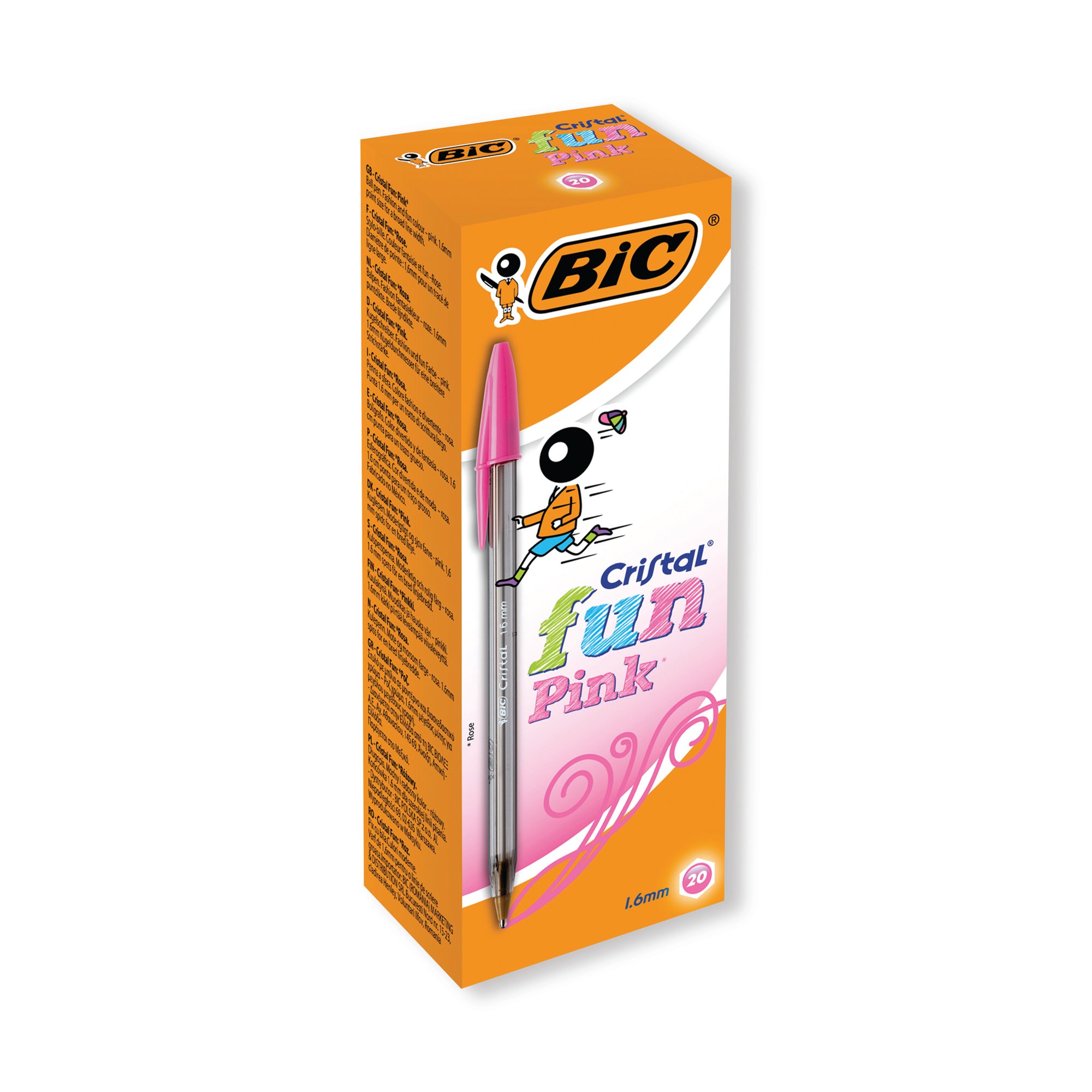 BIC CRISTAL FUN BALL PEN PINK PK20