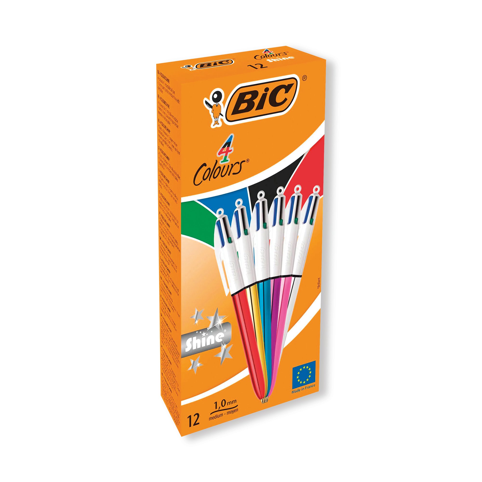 BIC 4 COLOURS BP M/POINT ASTD PK12