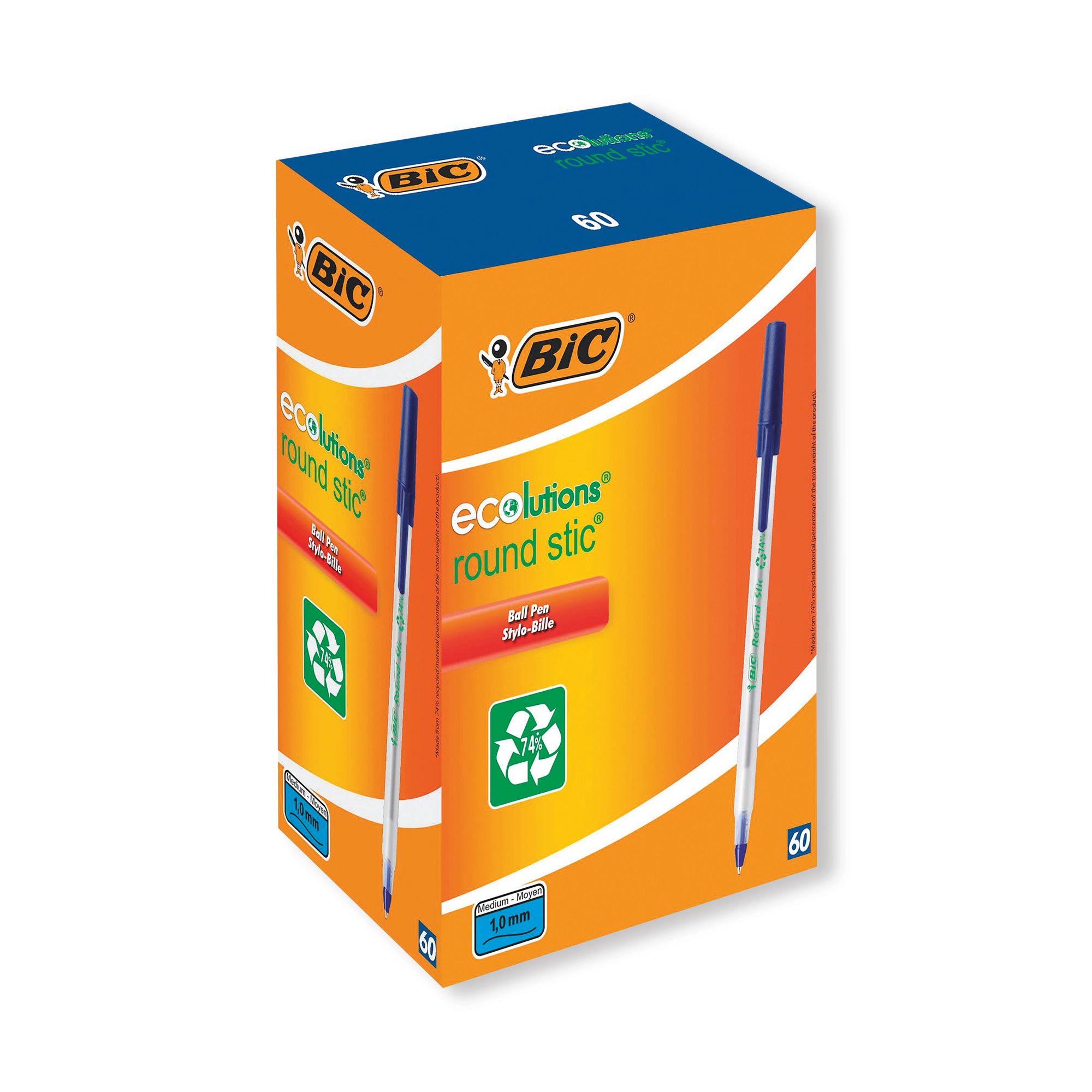 BIC ECOLUTIONS BALLPOINT BLUE PK60