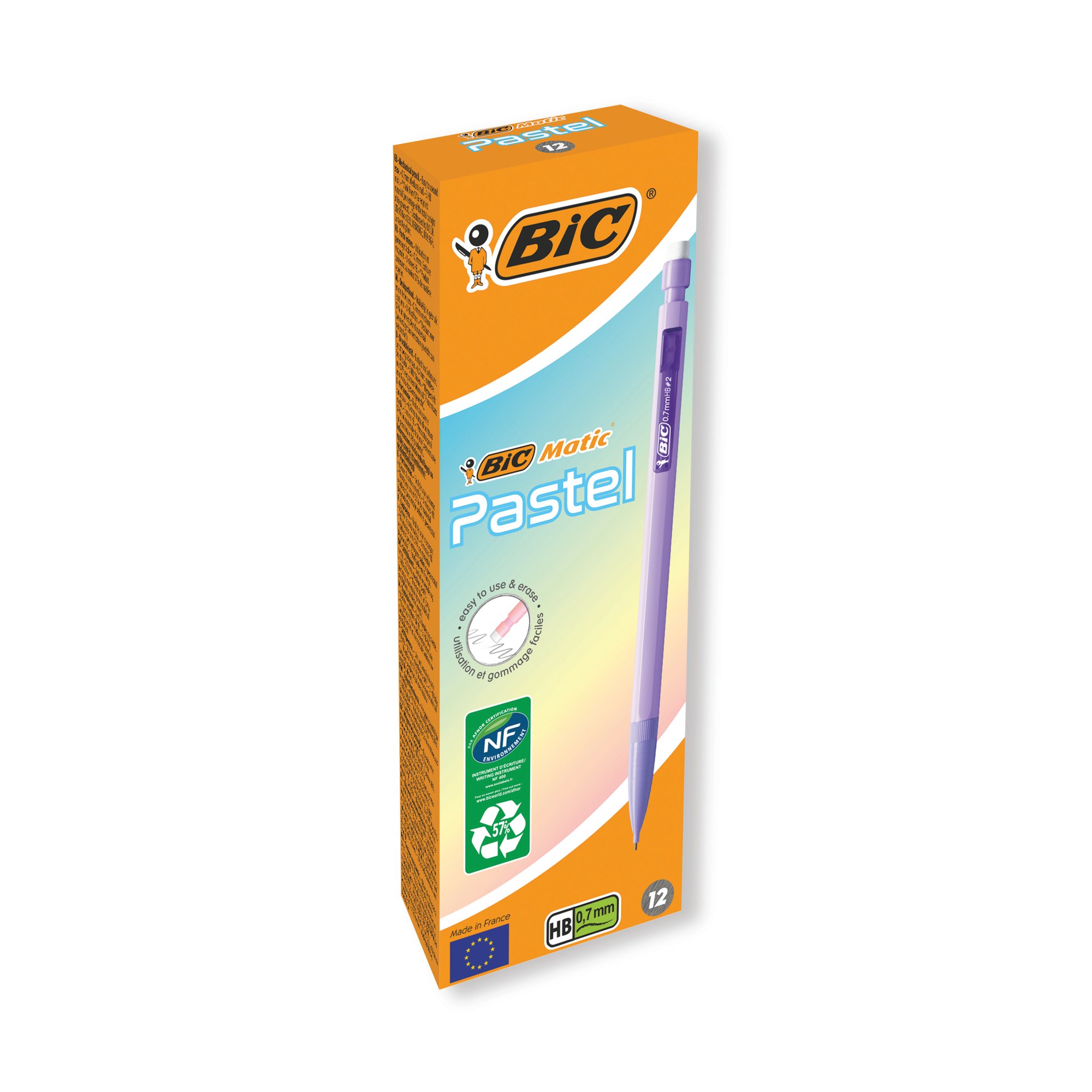 BIC MATIC MECH PENCIL 0.7 PASTL PK12