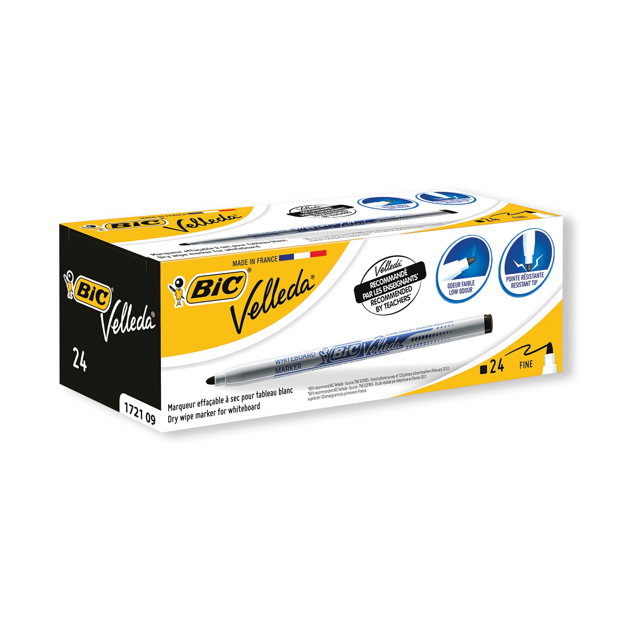 BIC VELLEDA MARKER 1721 BLK PK24