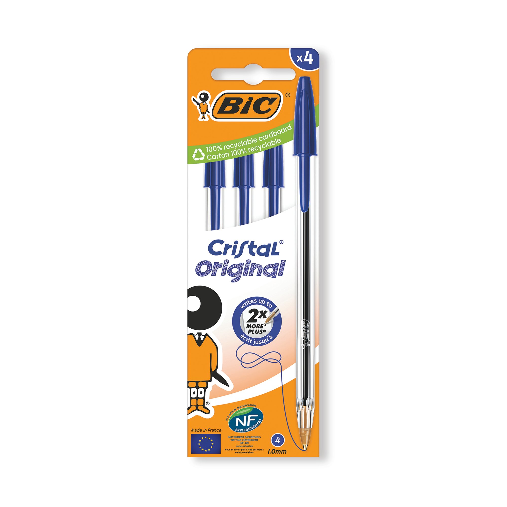 BIC CRISTAL BALL PEN MED BLU PK4