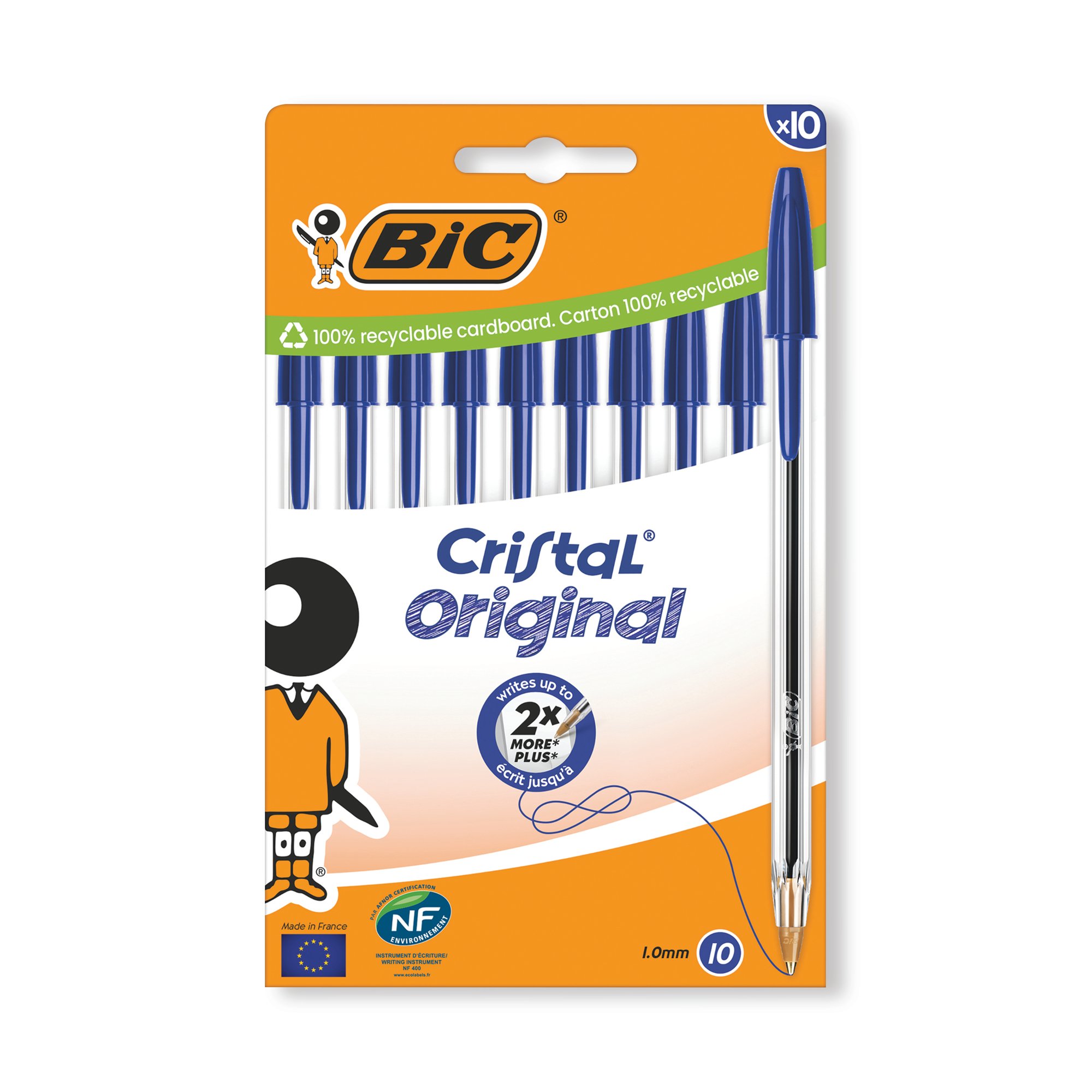BIC CRISTAL BALL PEN MED BLU PK10