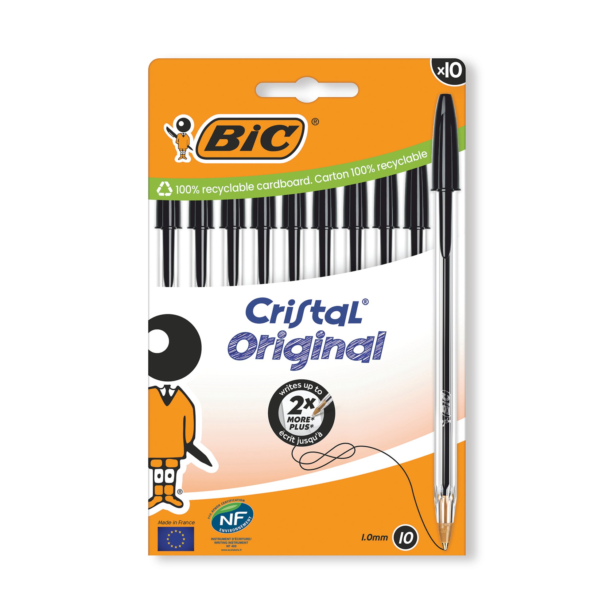 BIC CRISTAL BALL PEN MED BLK PK10