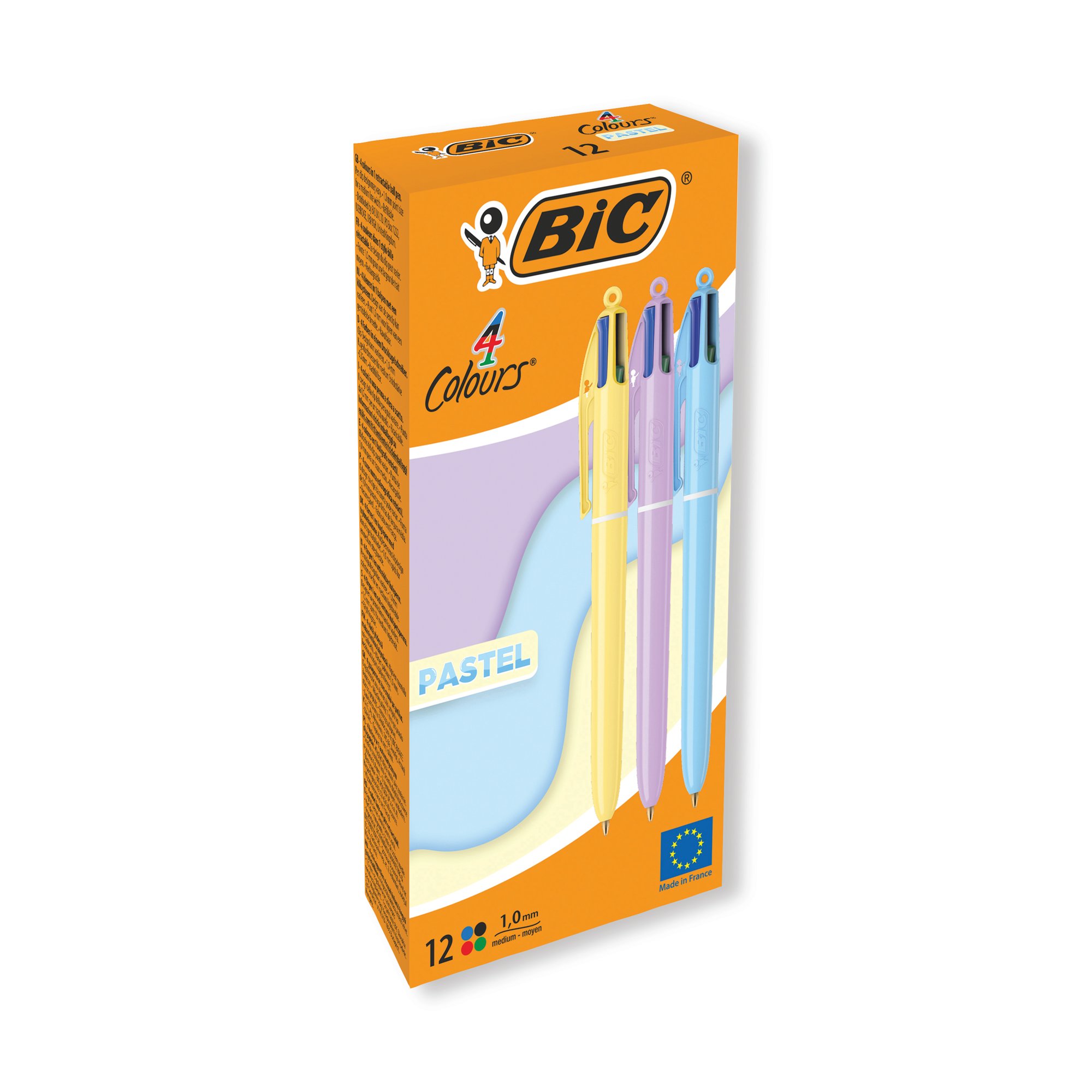 BIC 4 COLOURS BALLPOINT PASTEL PK12