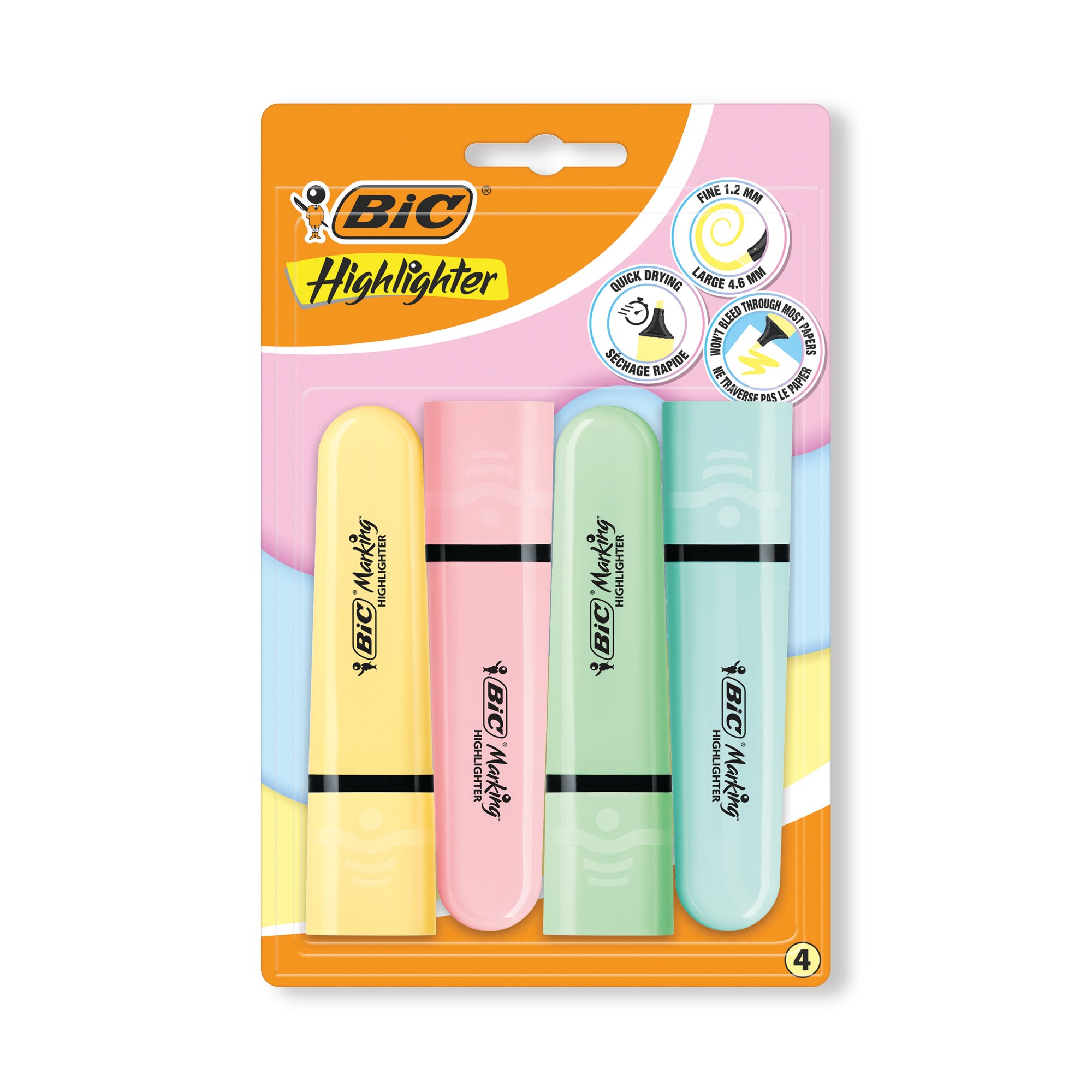 BIC TANK HIGHLIGHTERS PASTEL PK4