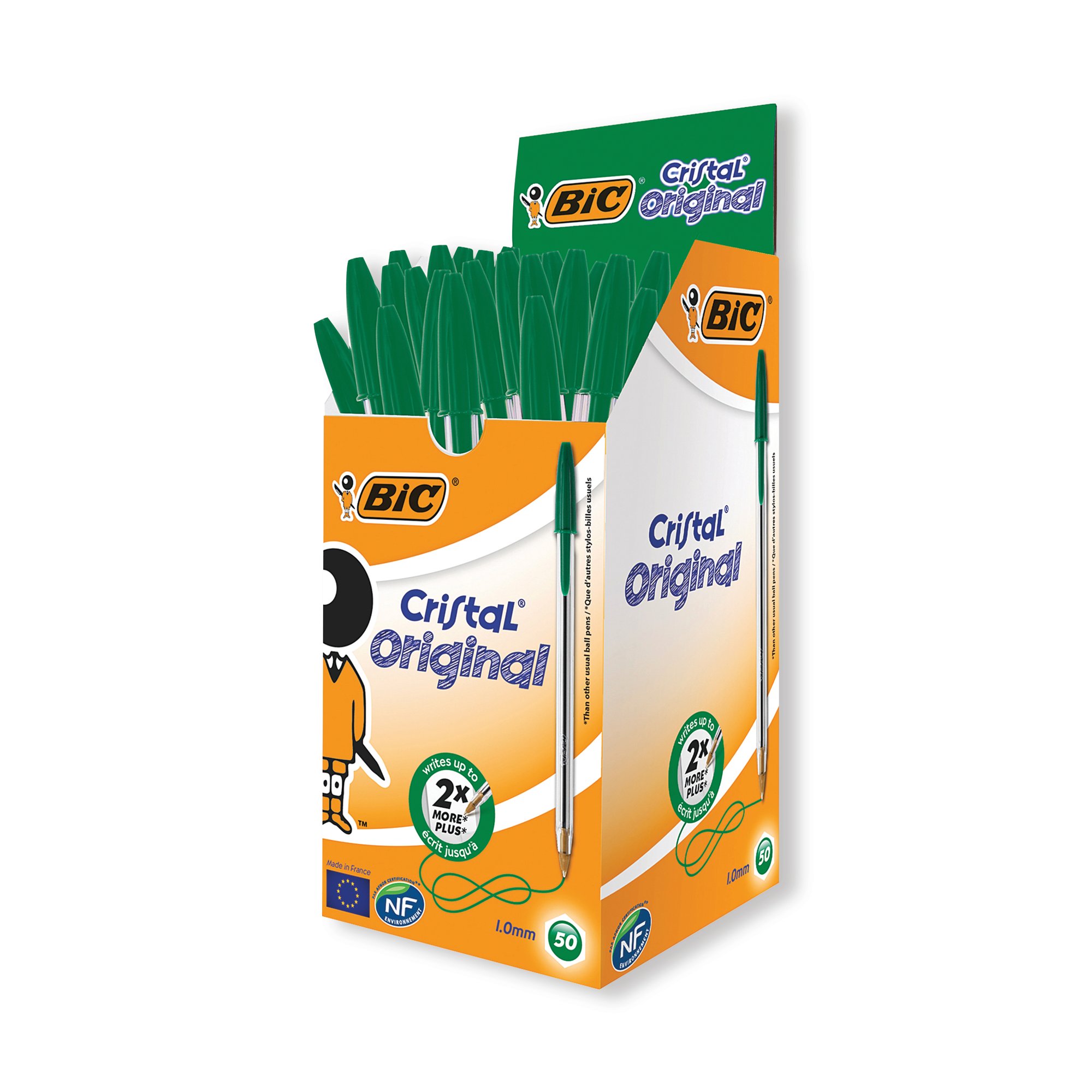 BIC CRISTAL BALLPOINT PEN GREEN PK50