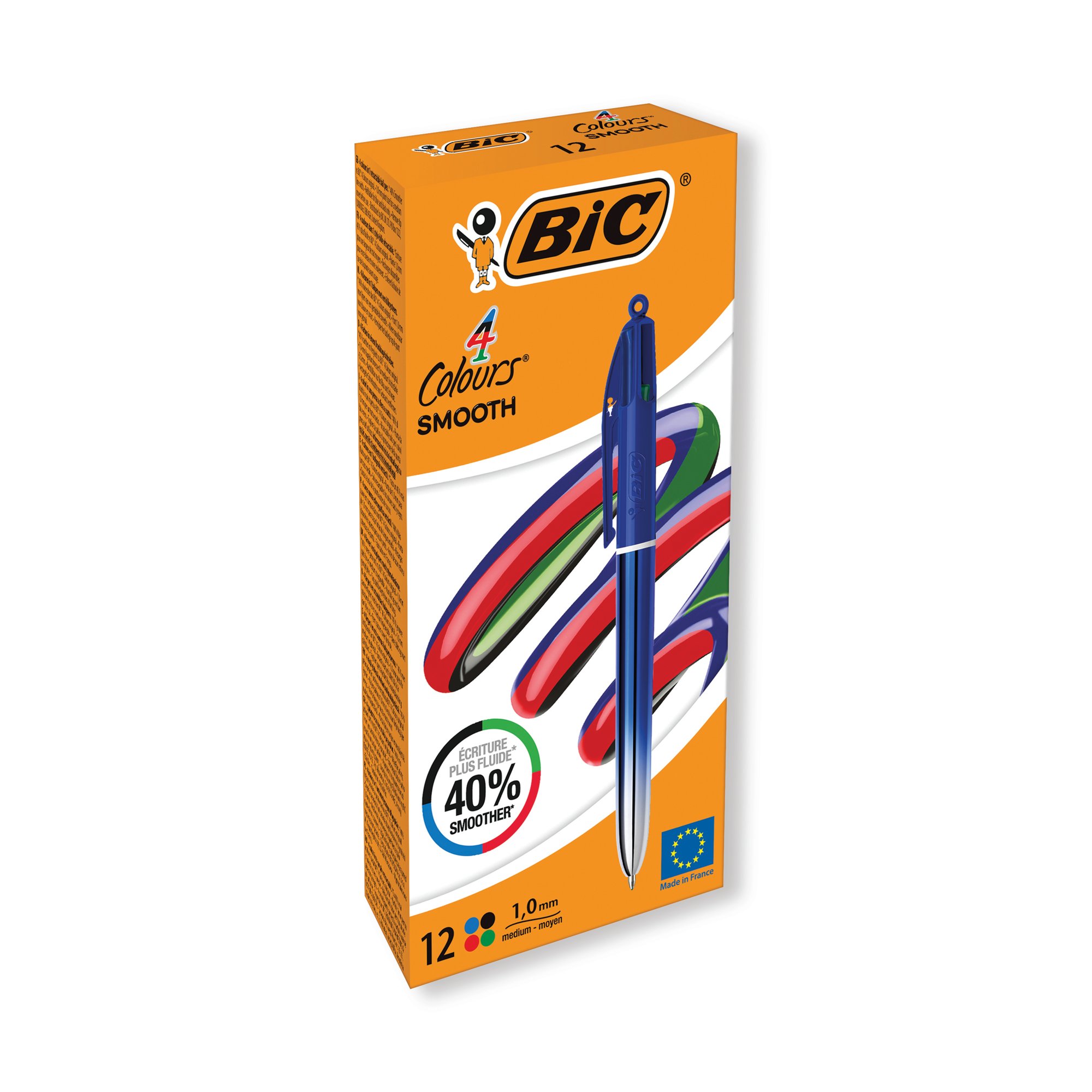BIC 4 COLOURS PRO BALLPOINT BLU PK12