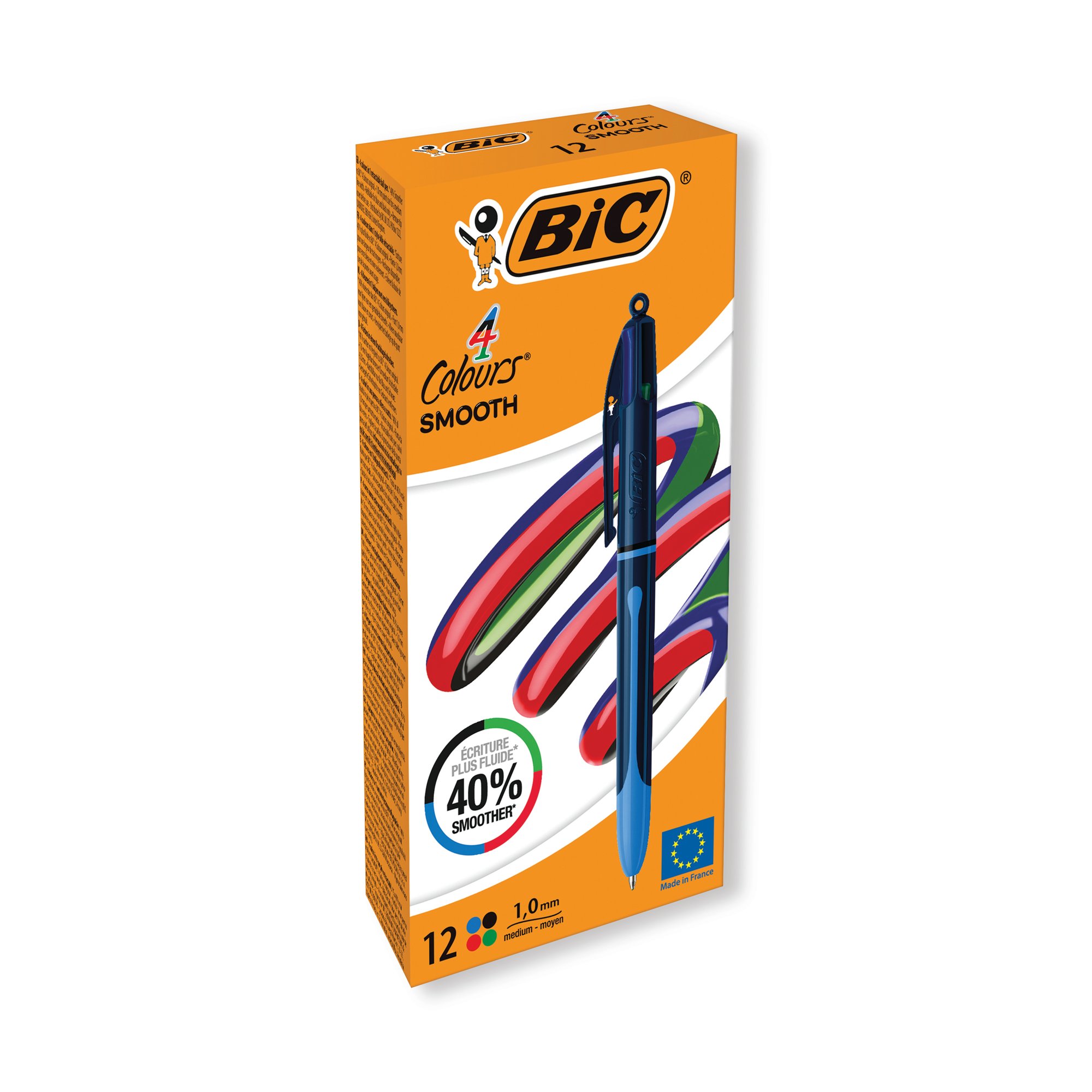 BIC 4 COLOURS PRO BALLPOINT BLK PK12