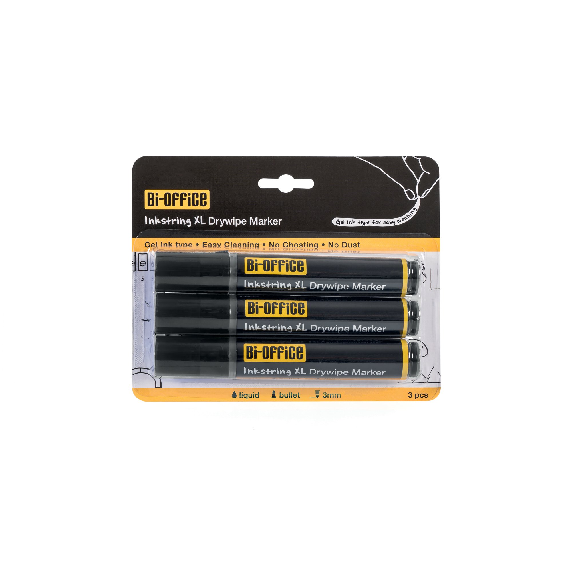 INKSTRING XL DRYWIPE MARKER BLK PK3