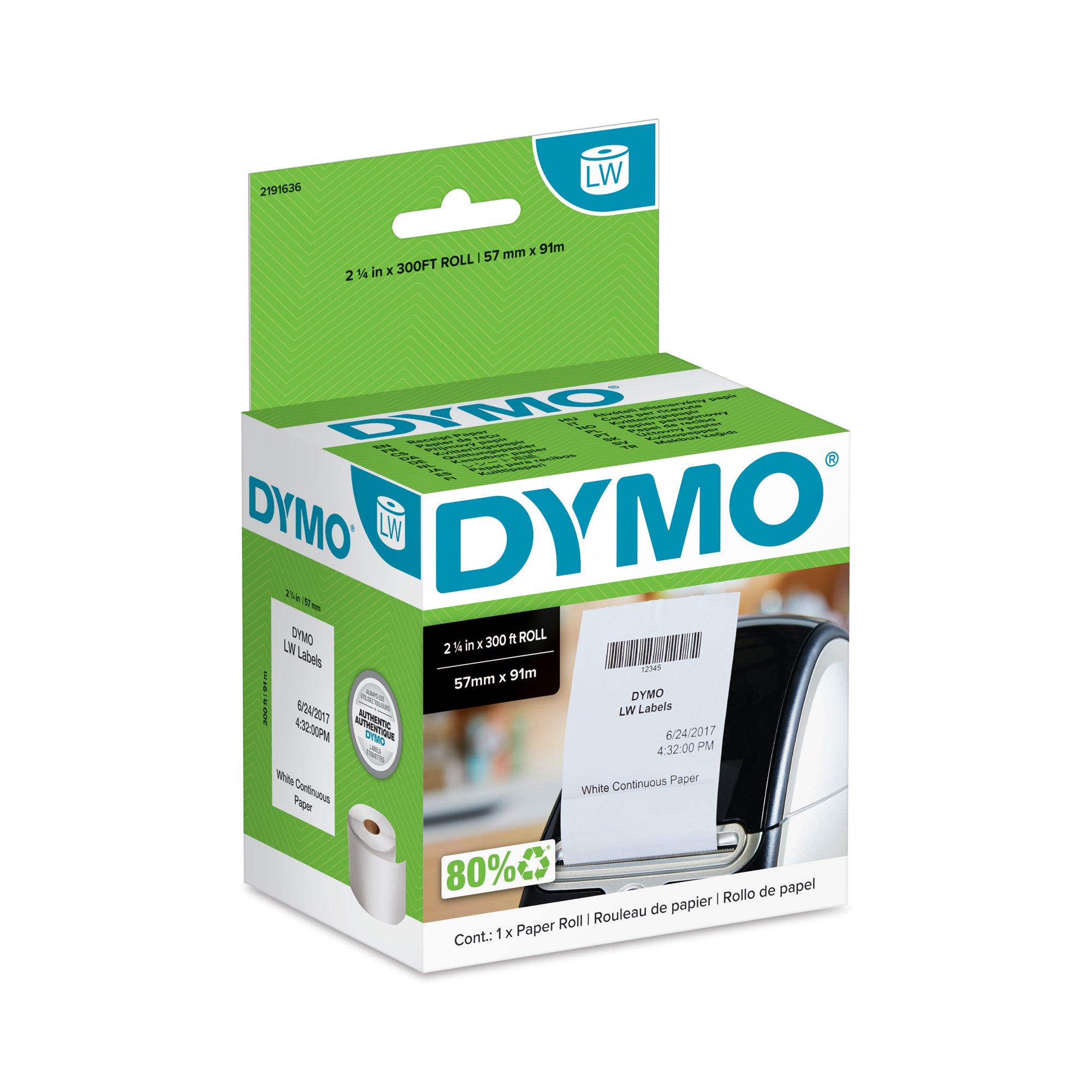 DYMO LABELWRITER RCP 57MMX91M BK/WT