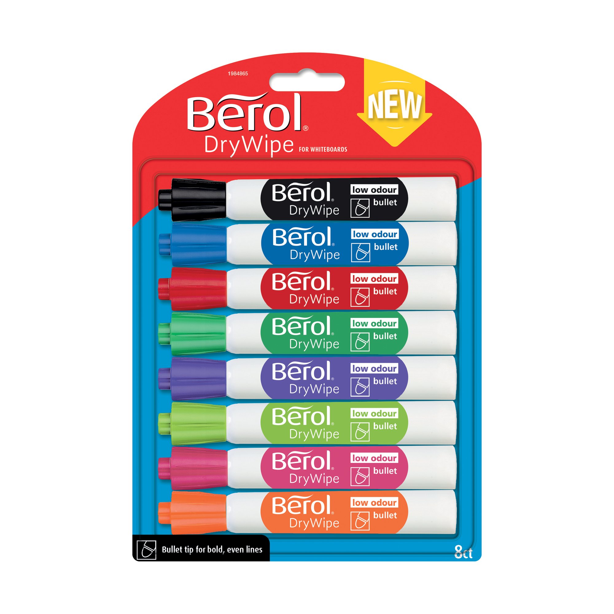 BEROL D/WIPE BULLET MARKER ASST PK8