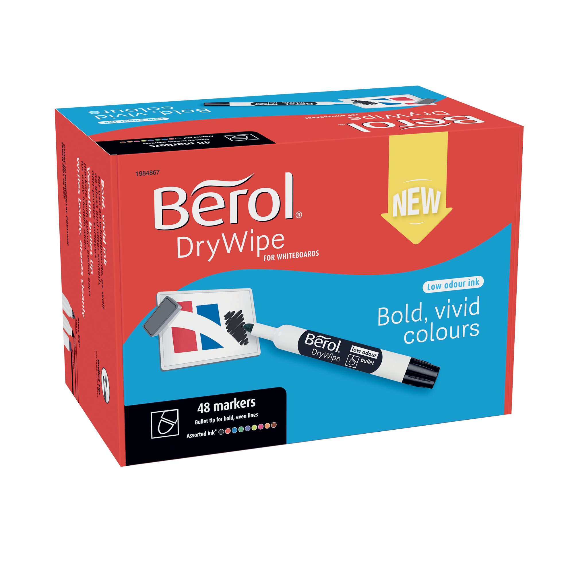 BEROL D/WIPE BULLET MARKER ASST PK48