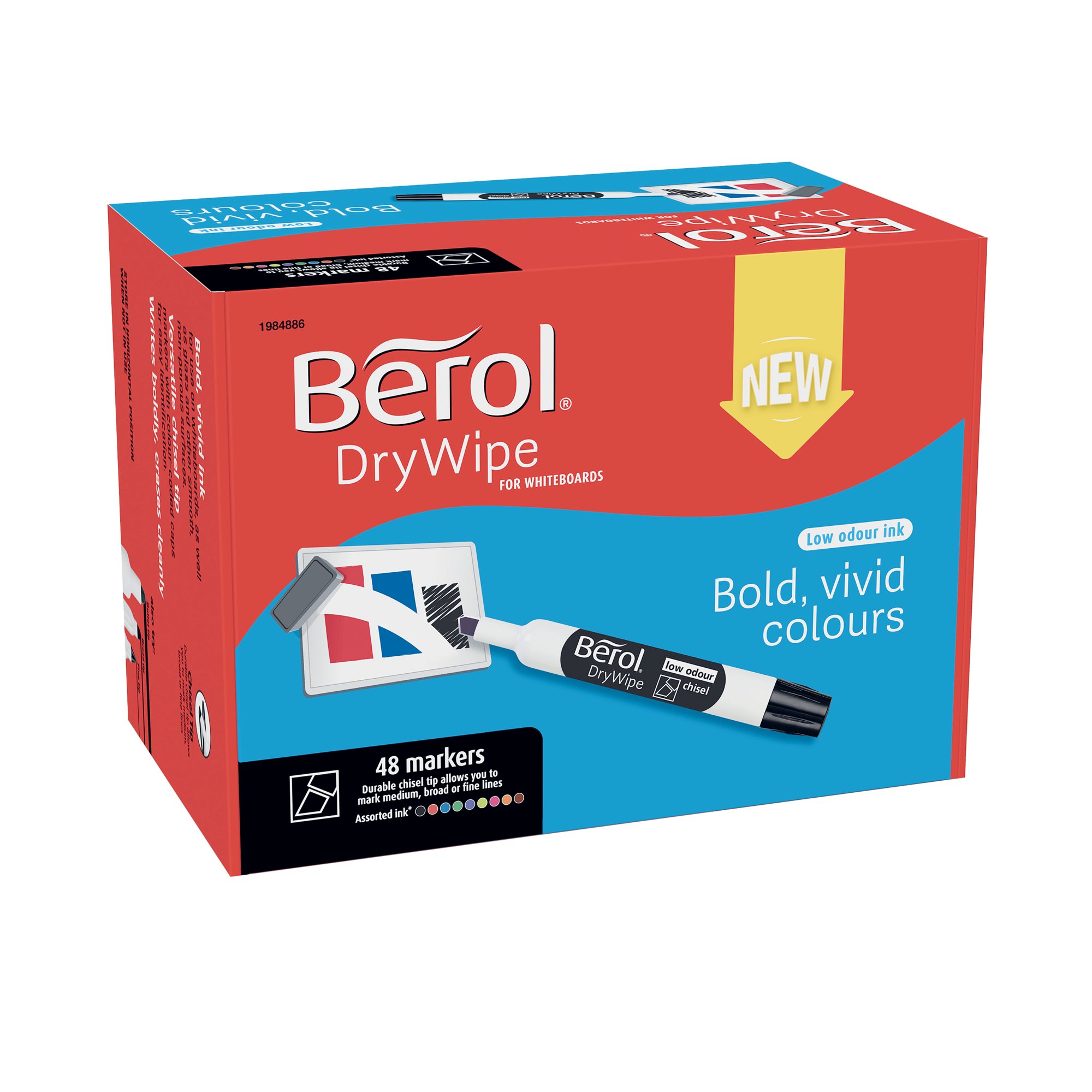 BEROL D/WIPE CHISEL MARKER ASST PK48