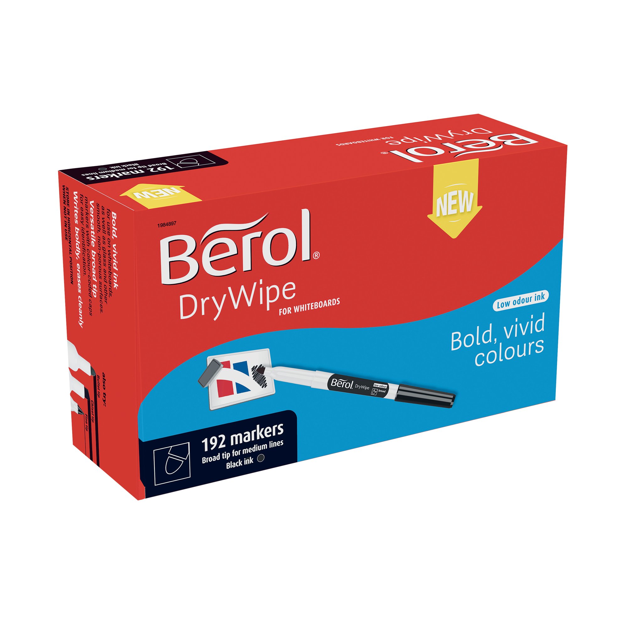 BEROL D/WIPE BROAD MARKER BLK PK192