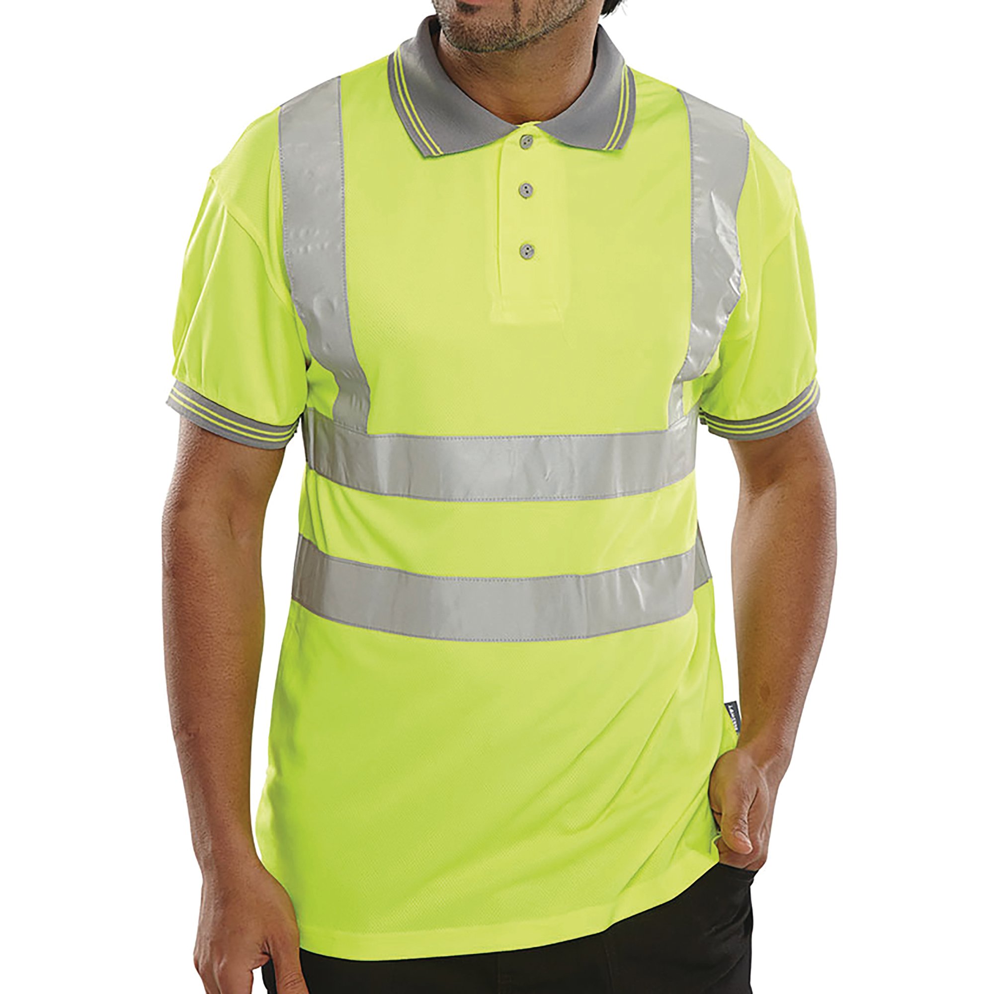 HI VIS POLO SHIRT SHT SLE SYELLOW LG