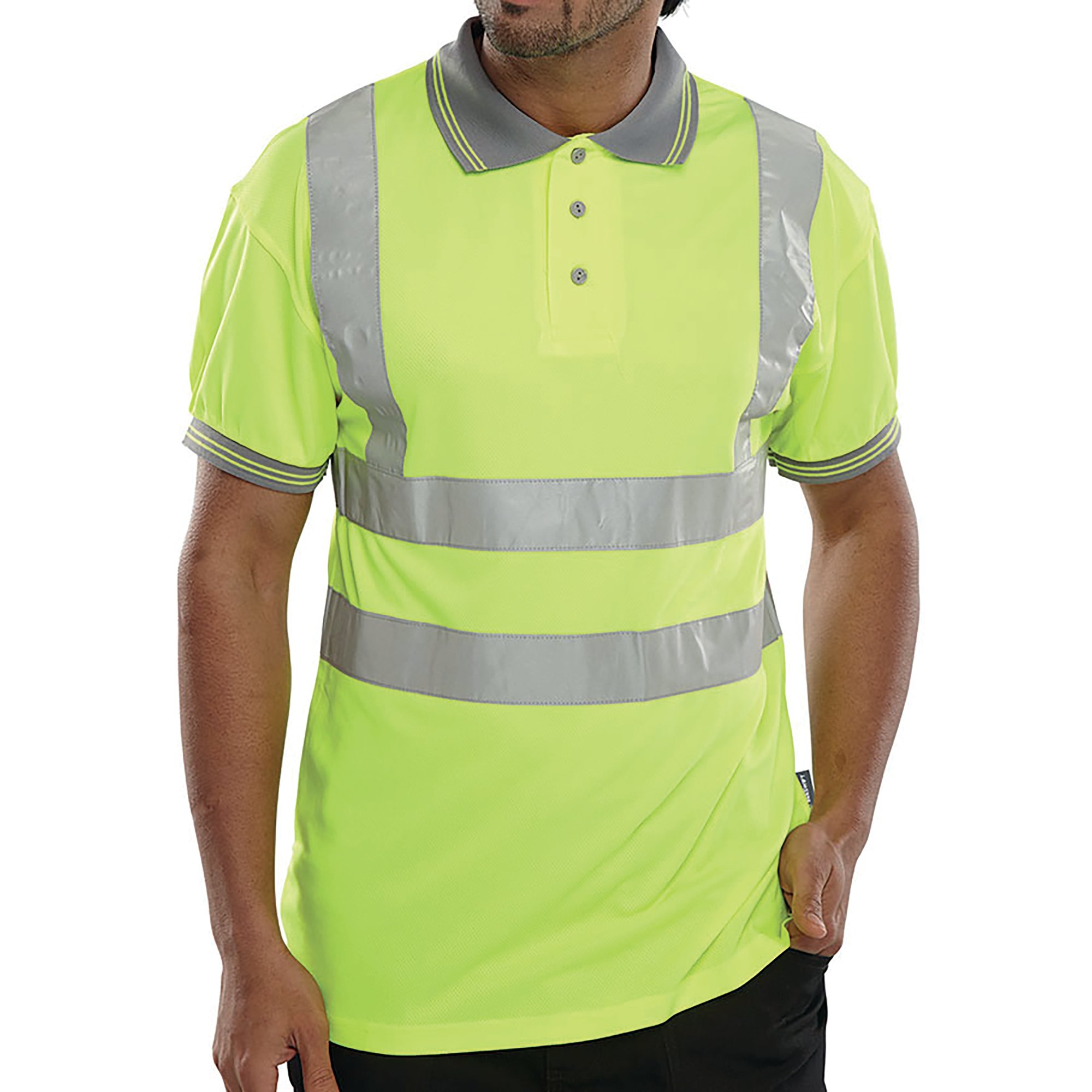 HI VIS POLOSHIRT SHT SLE SYELLOW 2XL