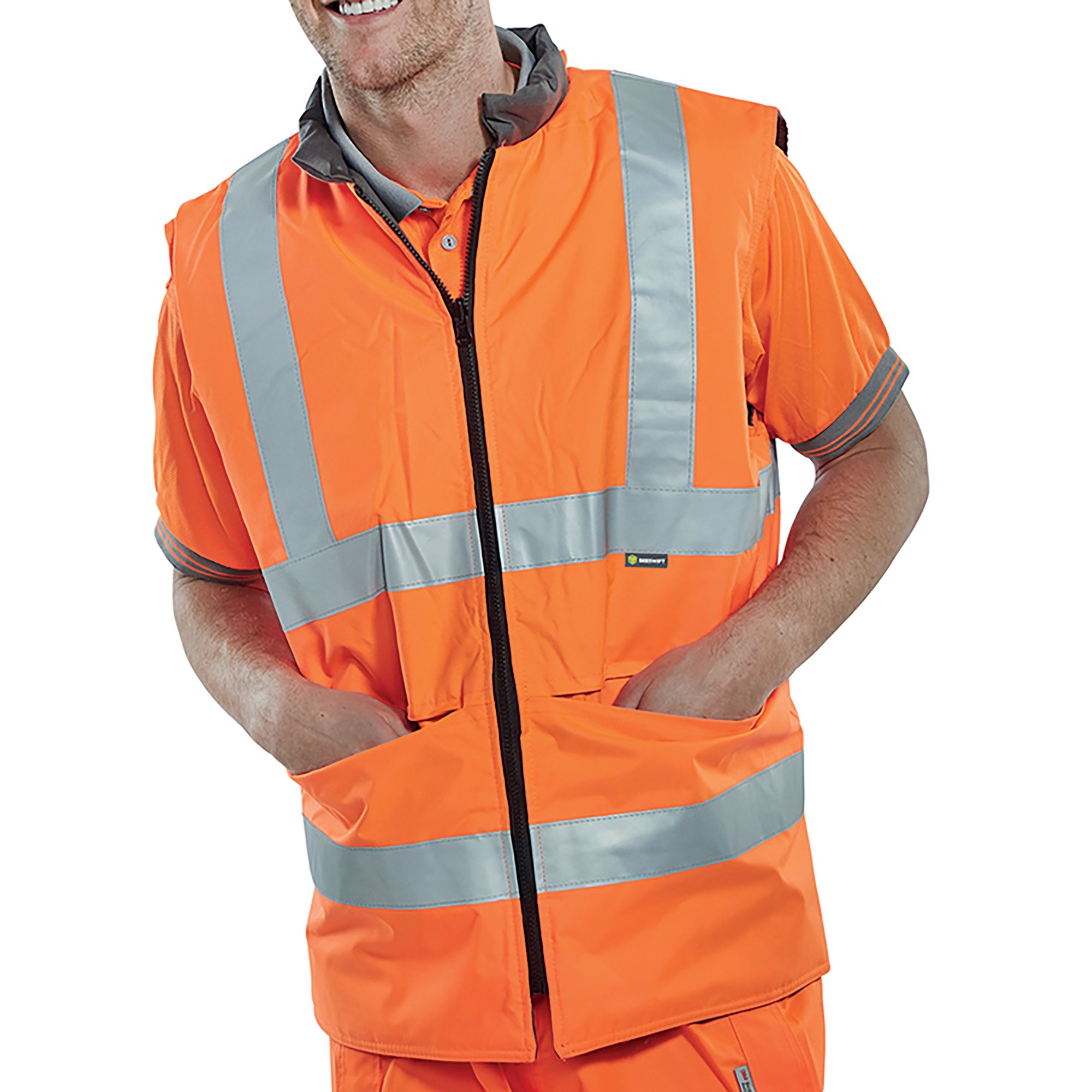 HI VIS BODYWARMER ORG/GREY M