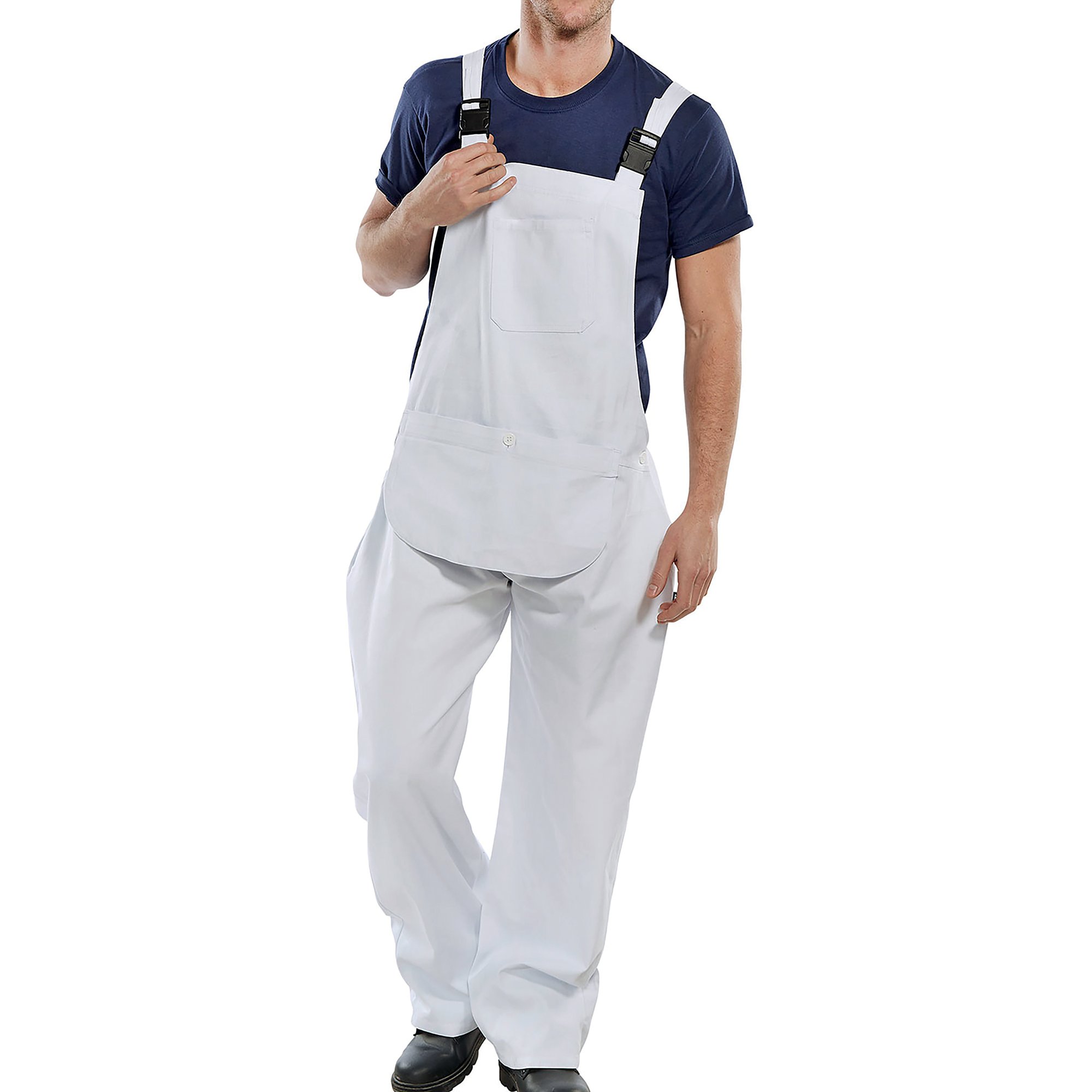 BEESWIFT BIB/BRACE CTN DRILL WHT 38