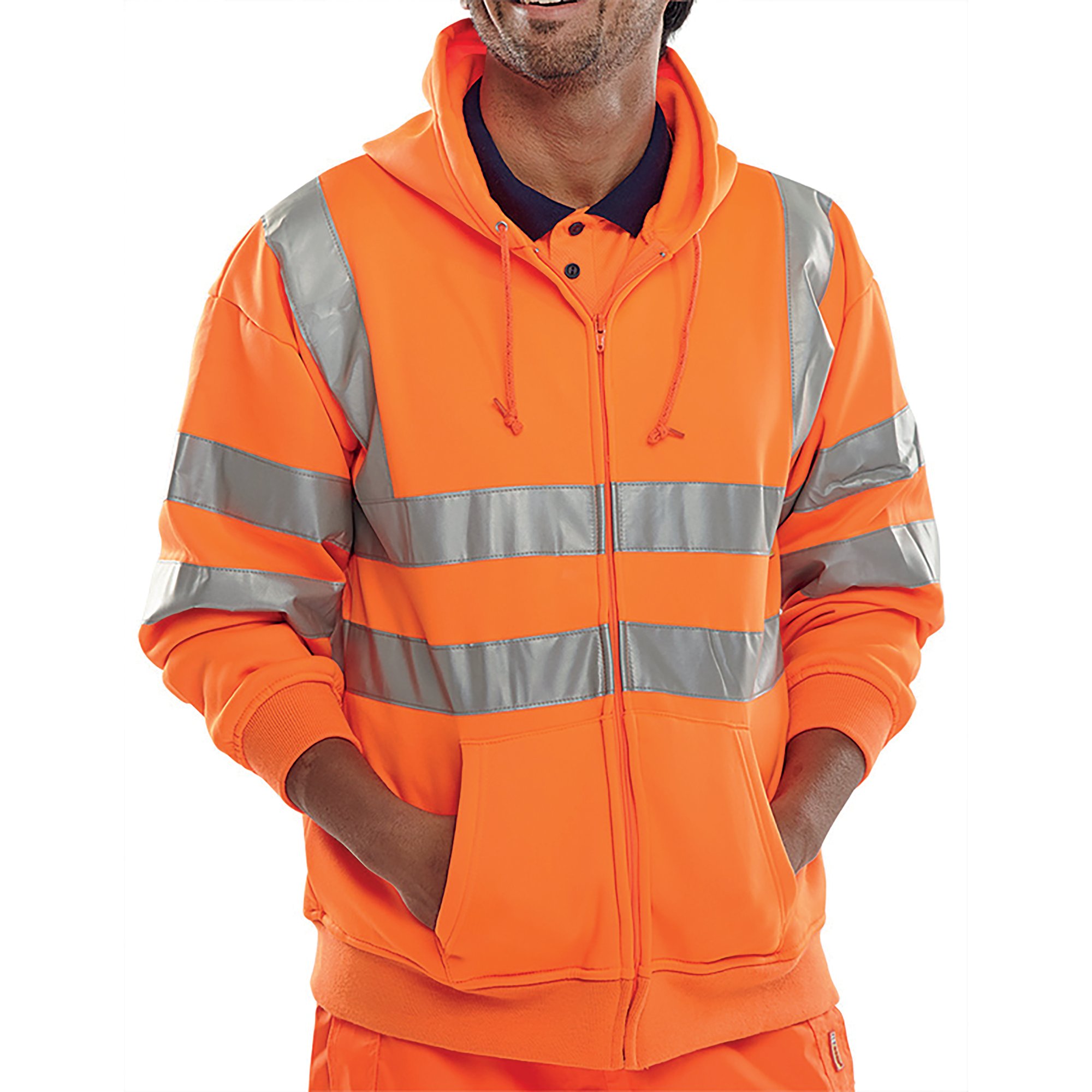 ZIP UP HOODED SWEATSHIRT ORANGE M