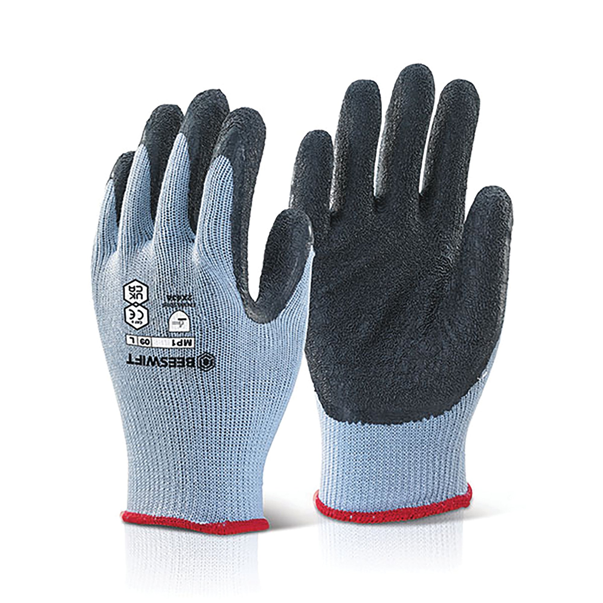 MPPS GLOVES LATEX PALM 1 PR BLK M