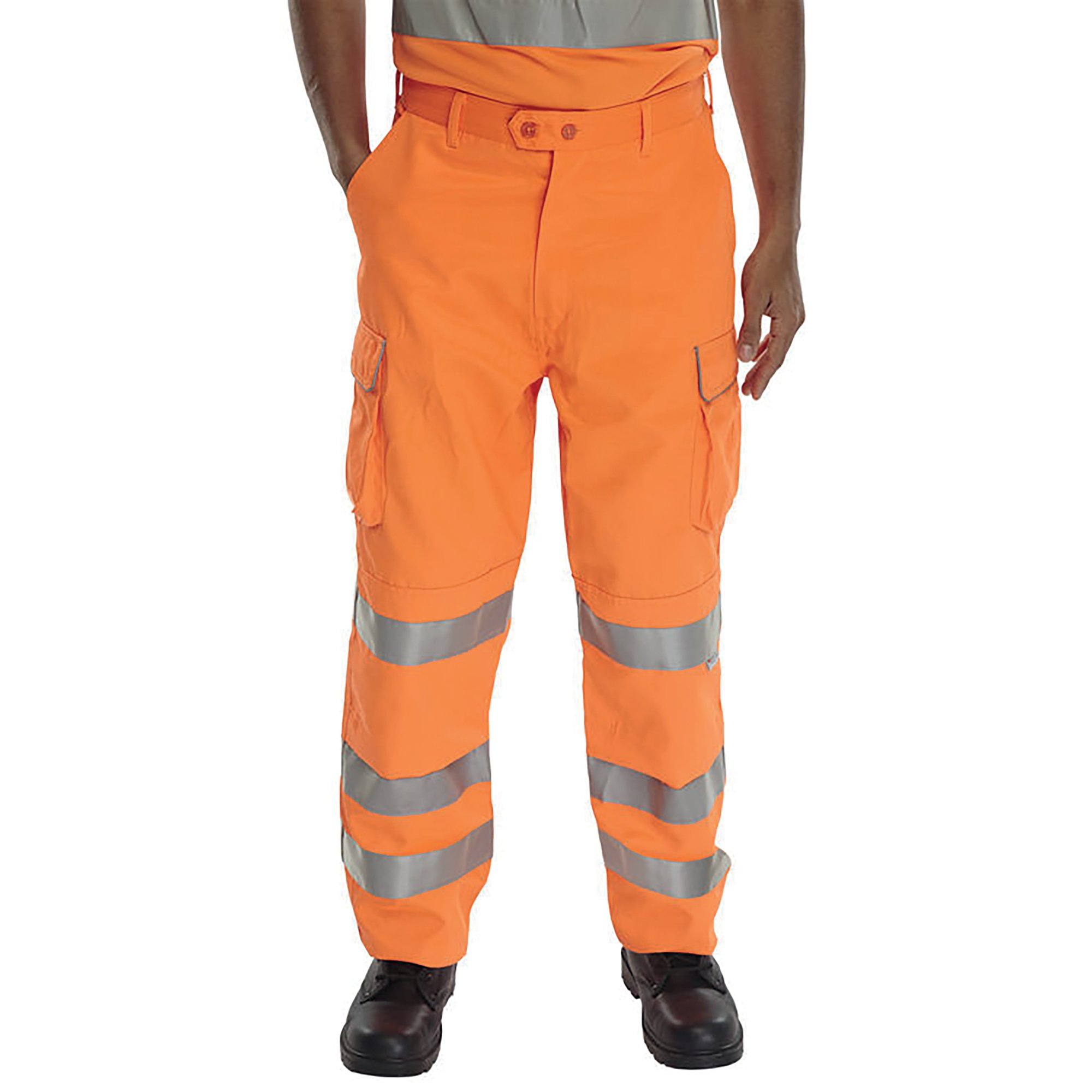 RAIL SPEC HI VIS TROUSERS ORANGE 30T