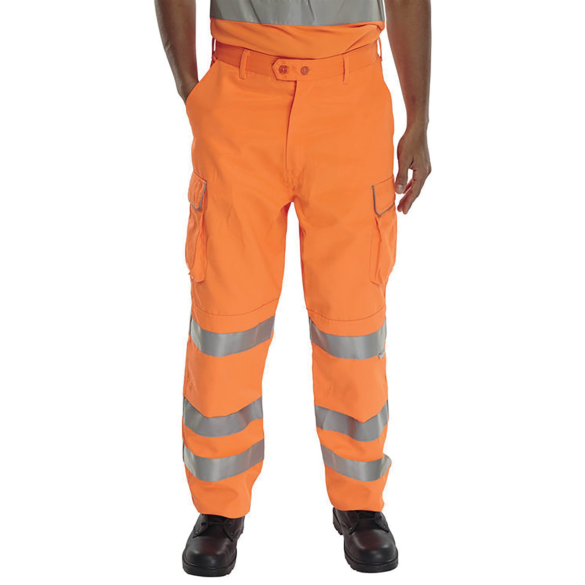 RAIL SPEC HI VIS TROUSERS ORANGE 40T