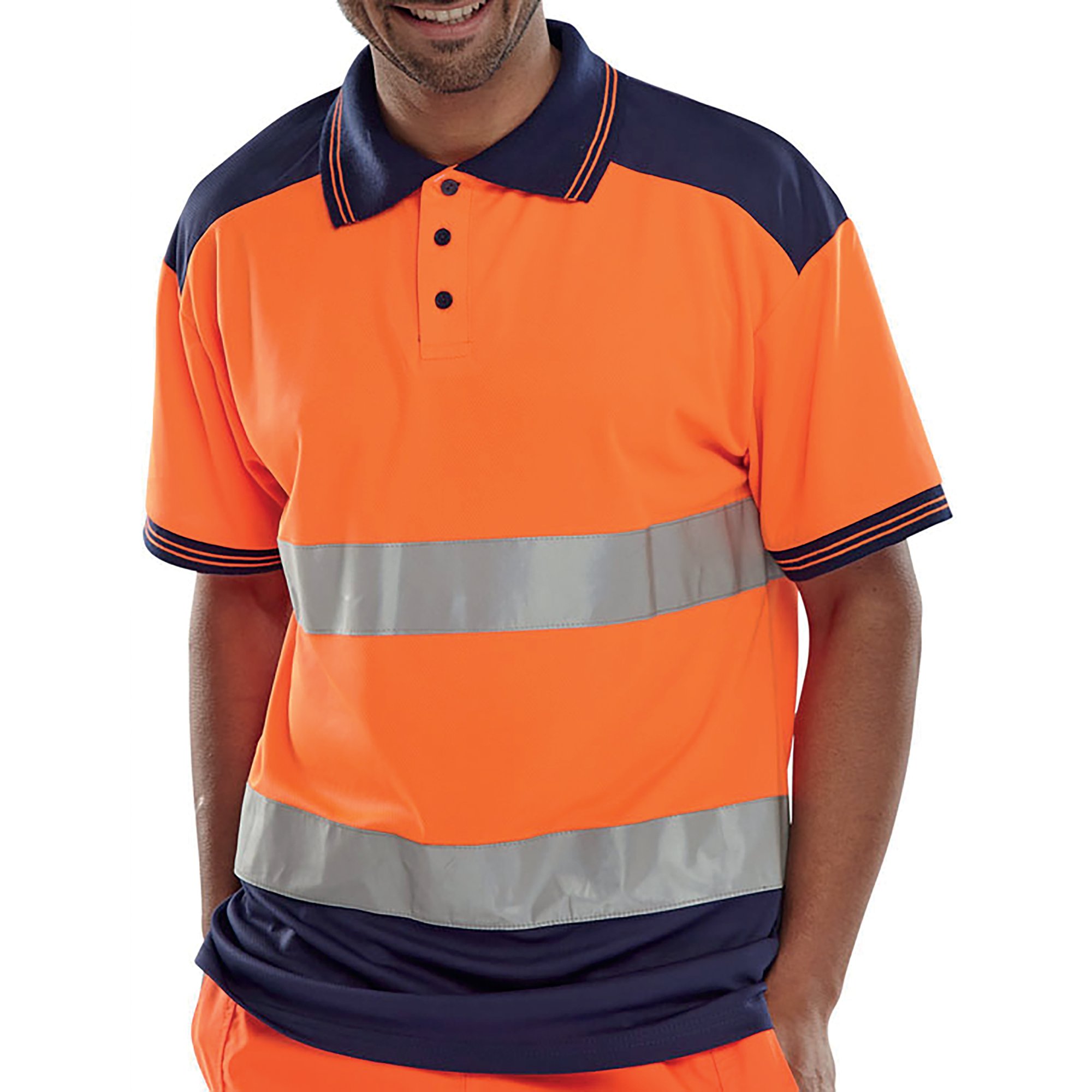 2 TONE HI VIS POLO SHIRT ORG/BLU 3XL