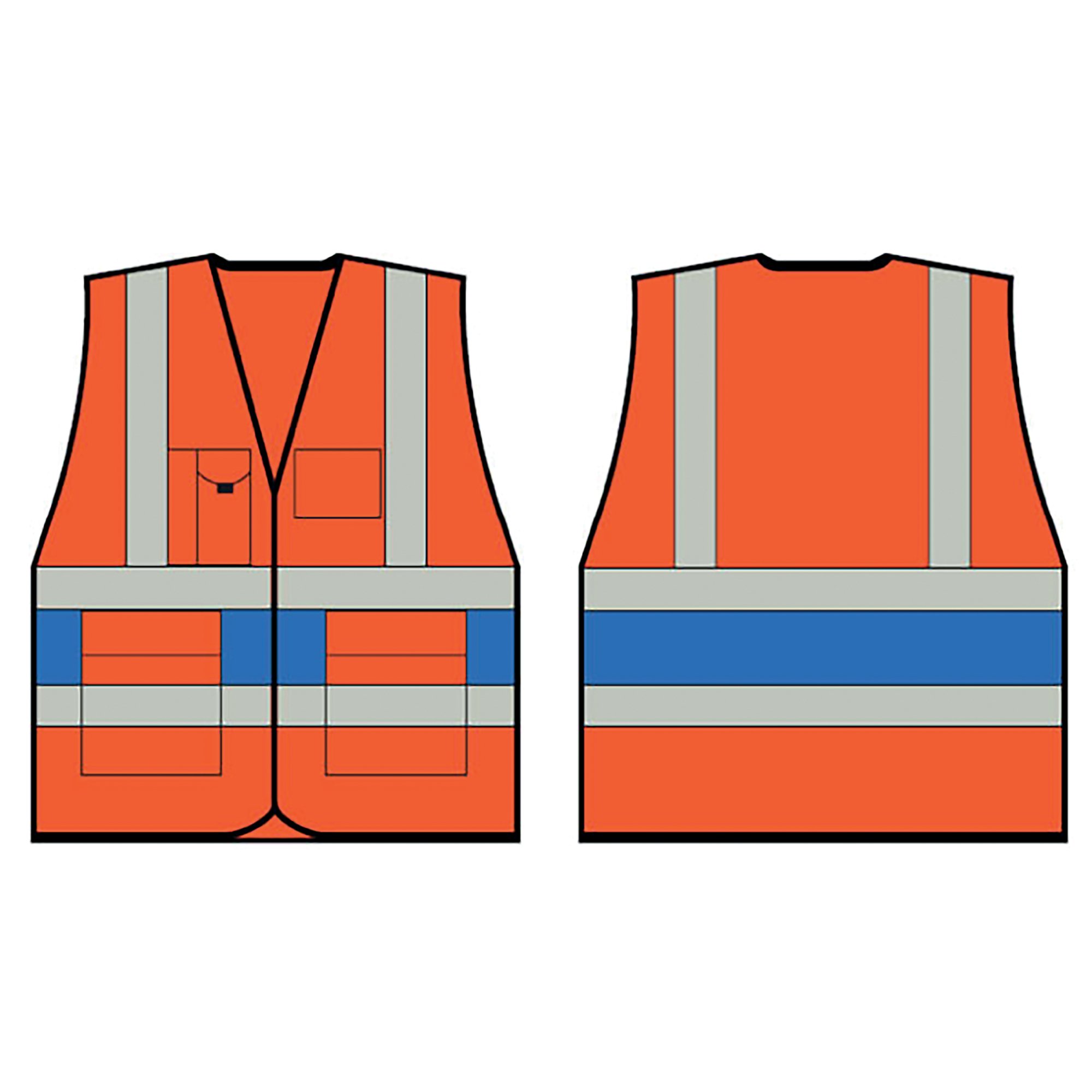 HI VIS EXEC VEST ORG/RBLUE BAND 2XL