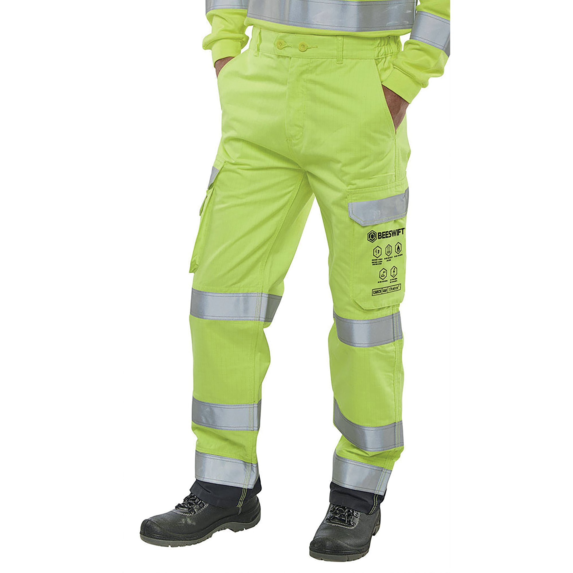 HI VIS TROUSERS SYLW/NAVY BLUE 46T