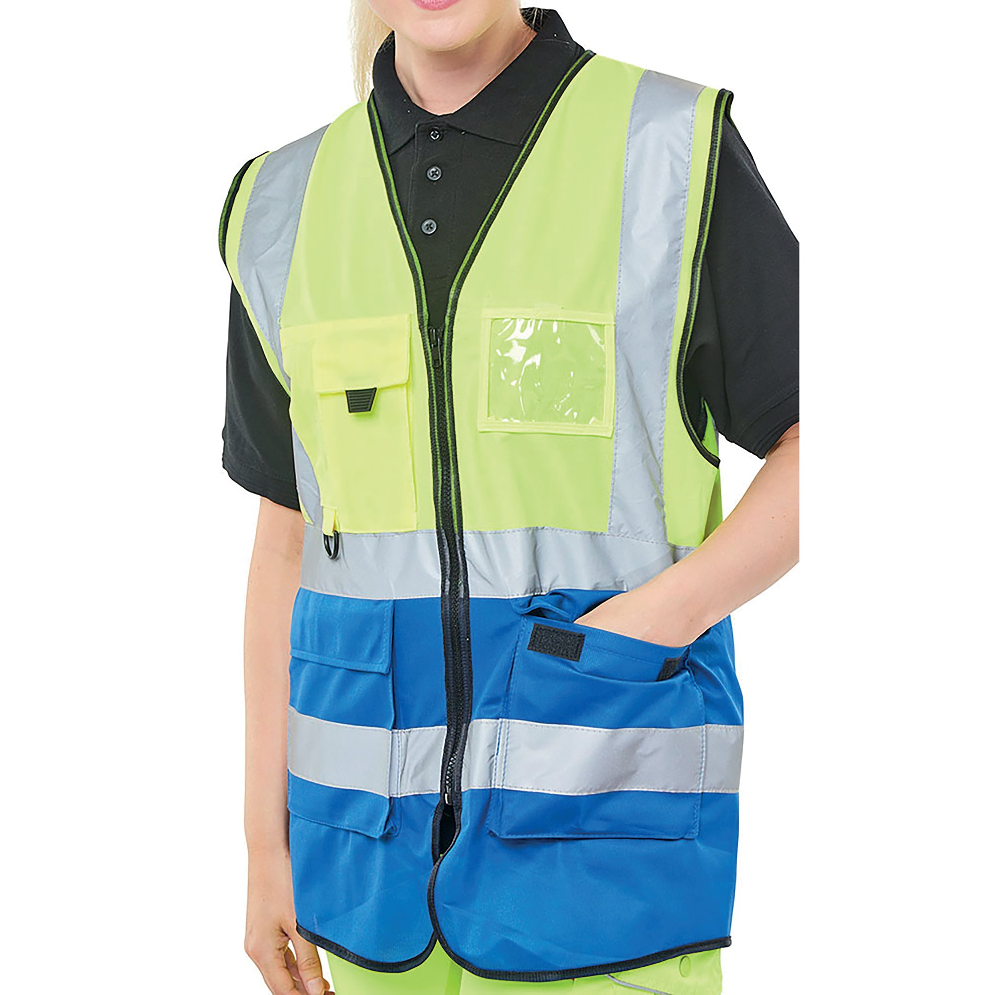 HI VIS EXEC WAISTCOAT SYLW/RBLUE S