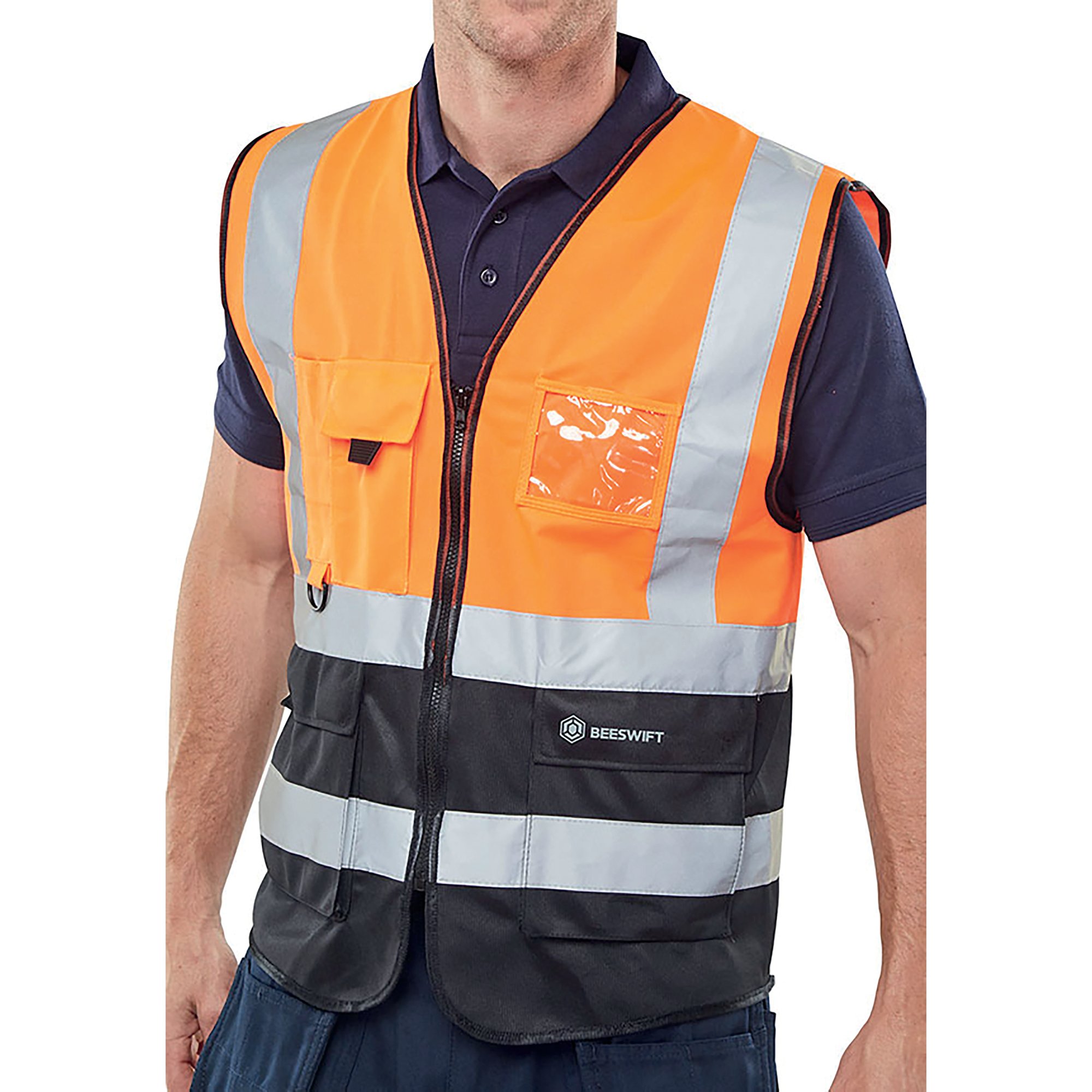 HI VIS EXEC WAISTCOAT ORG/BLK M