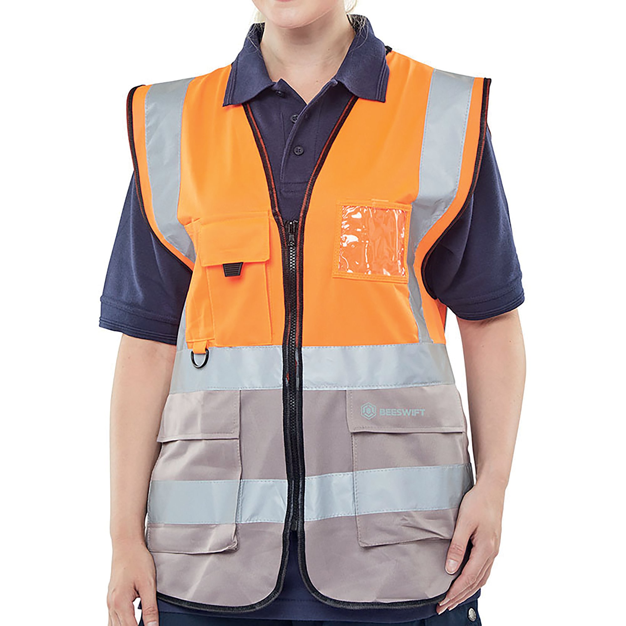 HI VIS EXEC WAISTCOAT ORG/GREY 3XL