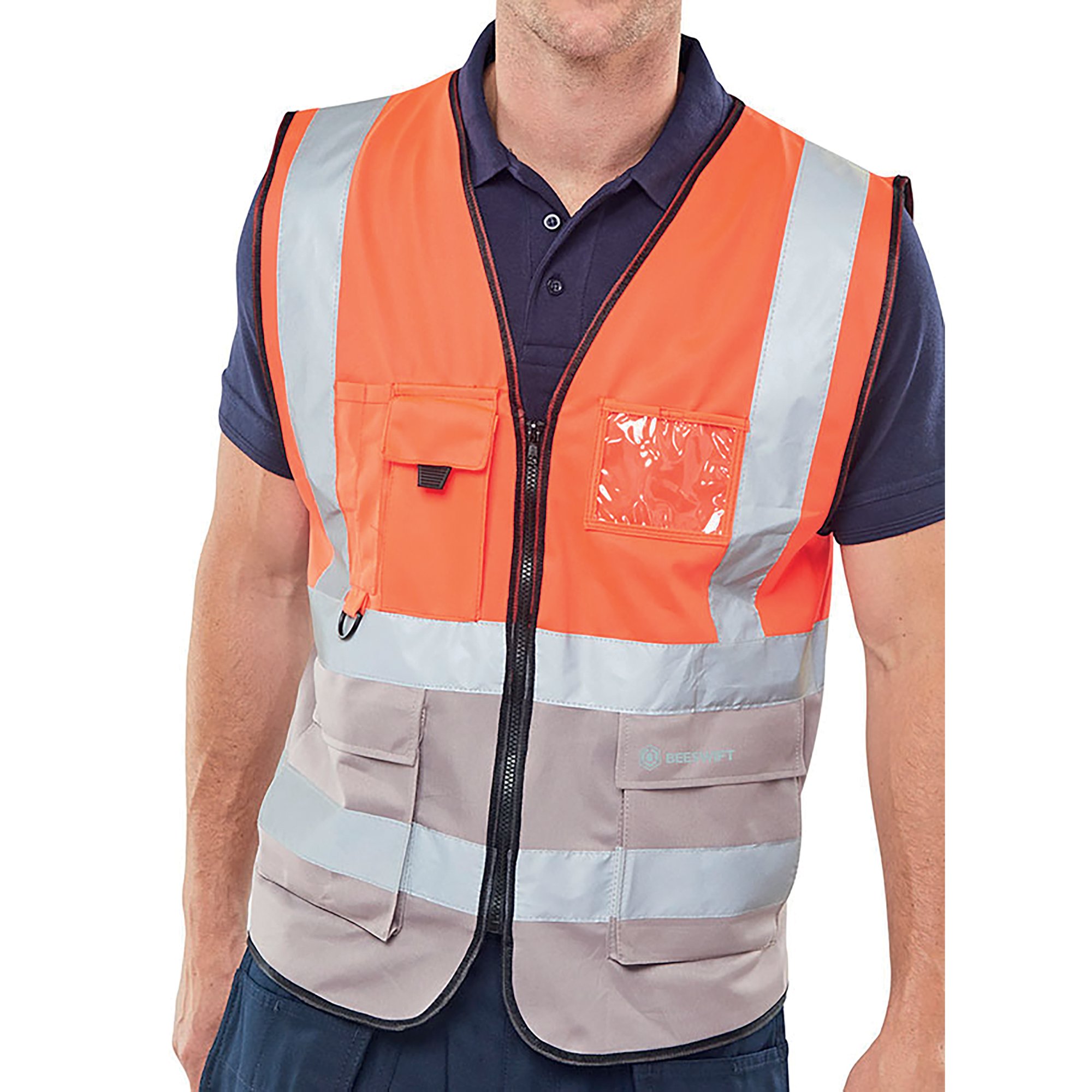 HI VIS EXEC WAISTCOAT RED/GREY 3XL