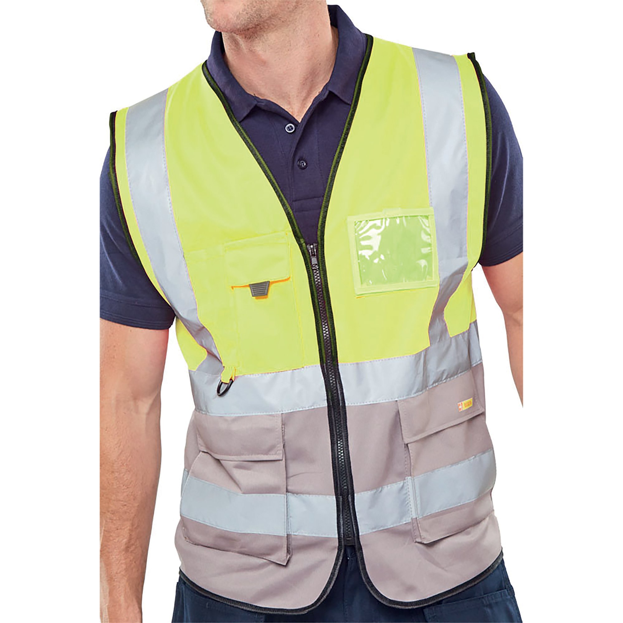 HI VIS EXEC WAISTCOAT SYLW/GREY M