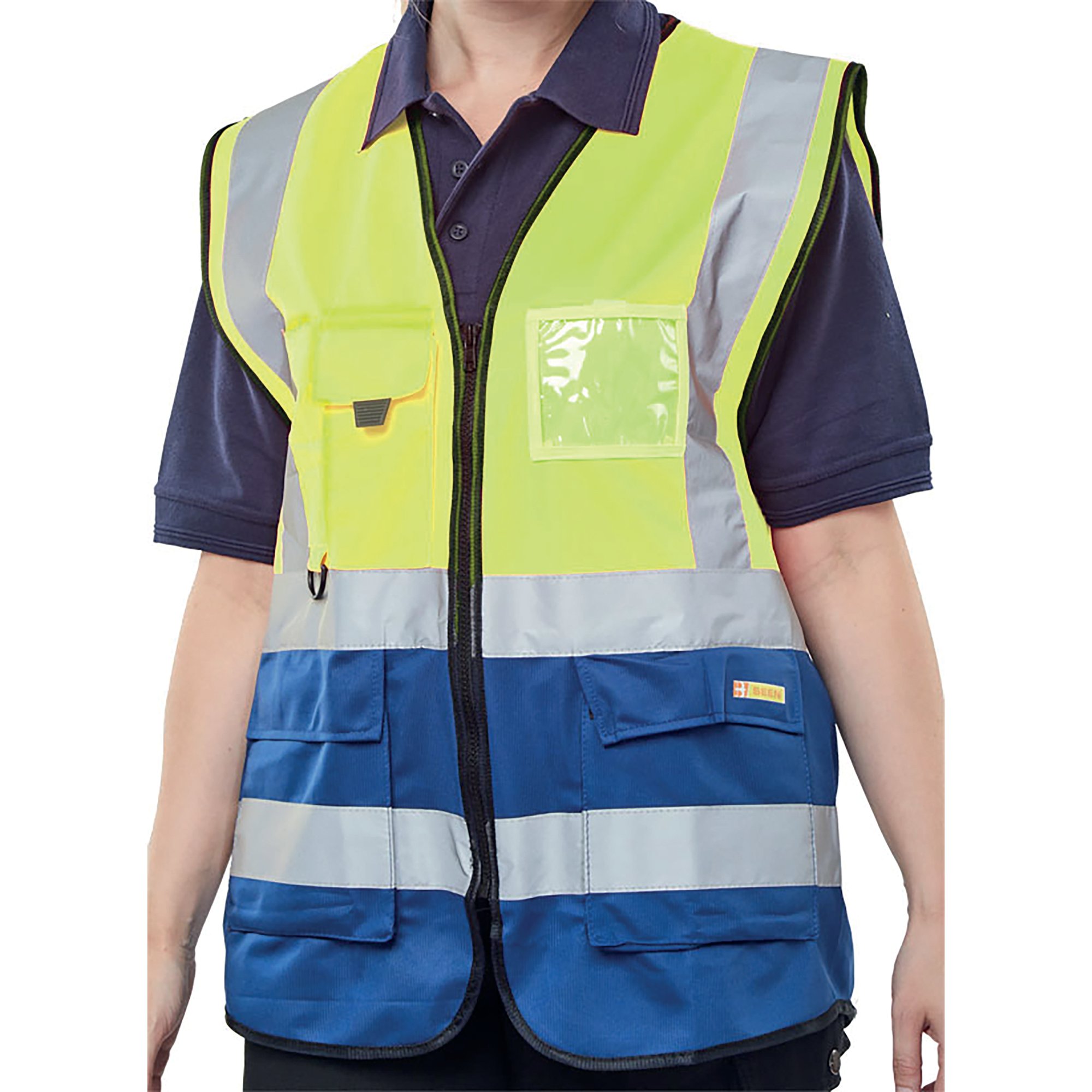 HI VIS EXEC WAISTCOAT SYLW/NBLUE 2XL