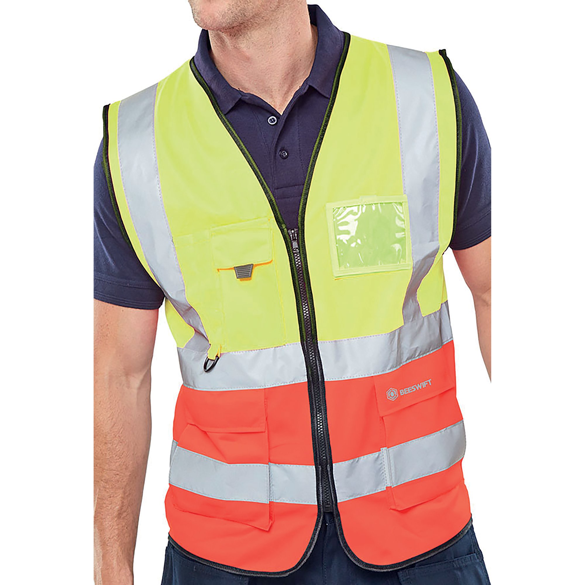 HI VIS EXEC WAISTCOAT SYLW/RED 3XL