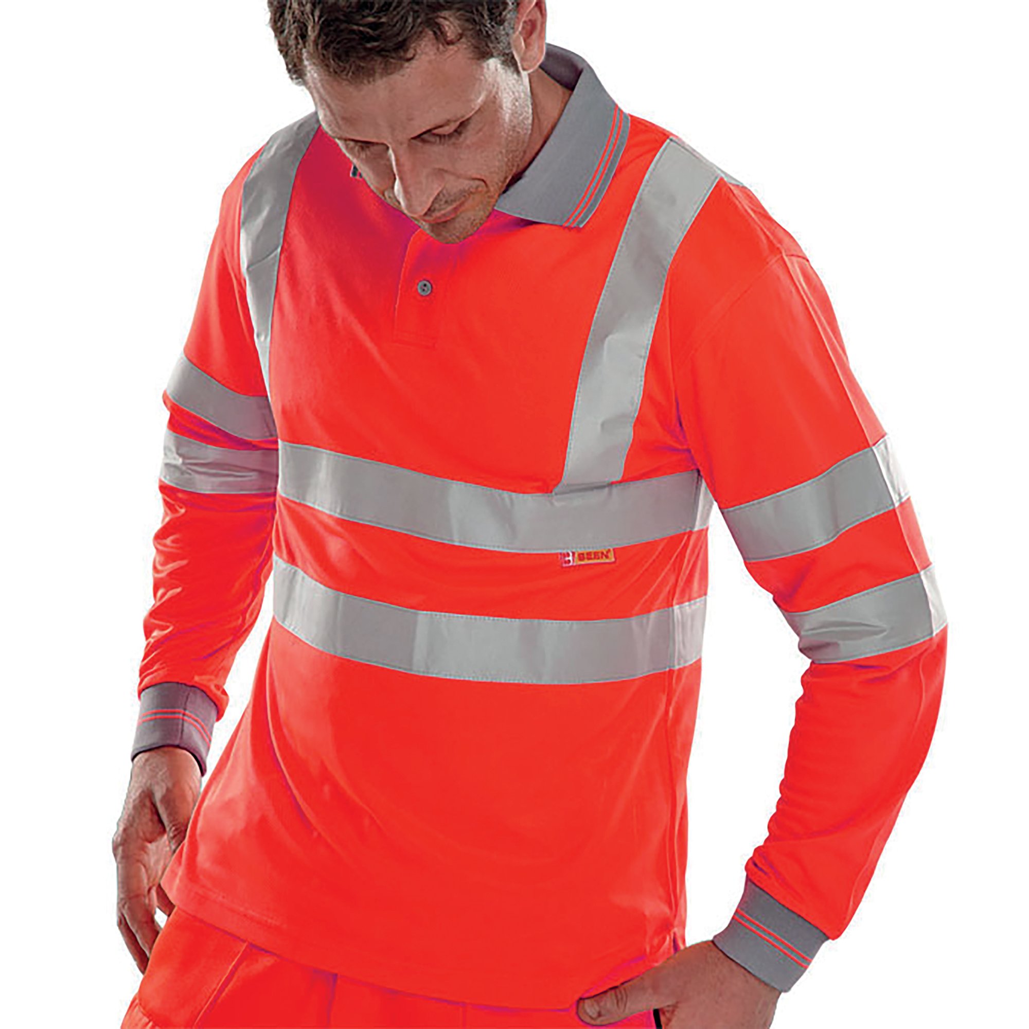 HI VIS POLO SHIRT LNG SLE RED SZ 3XL
