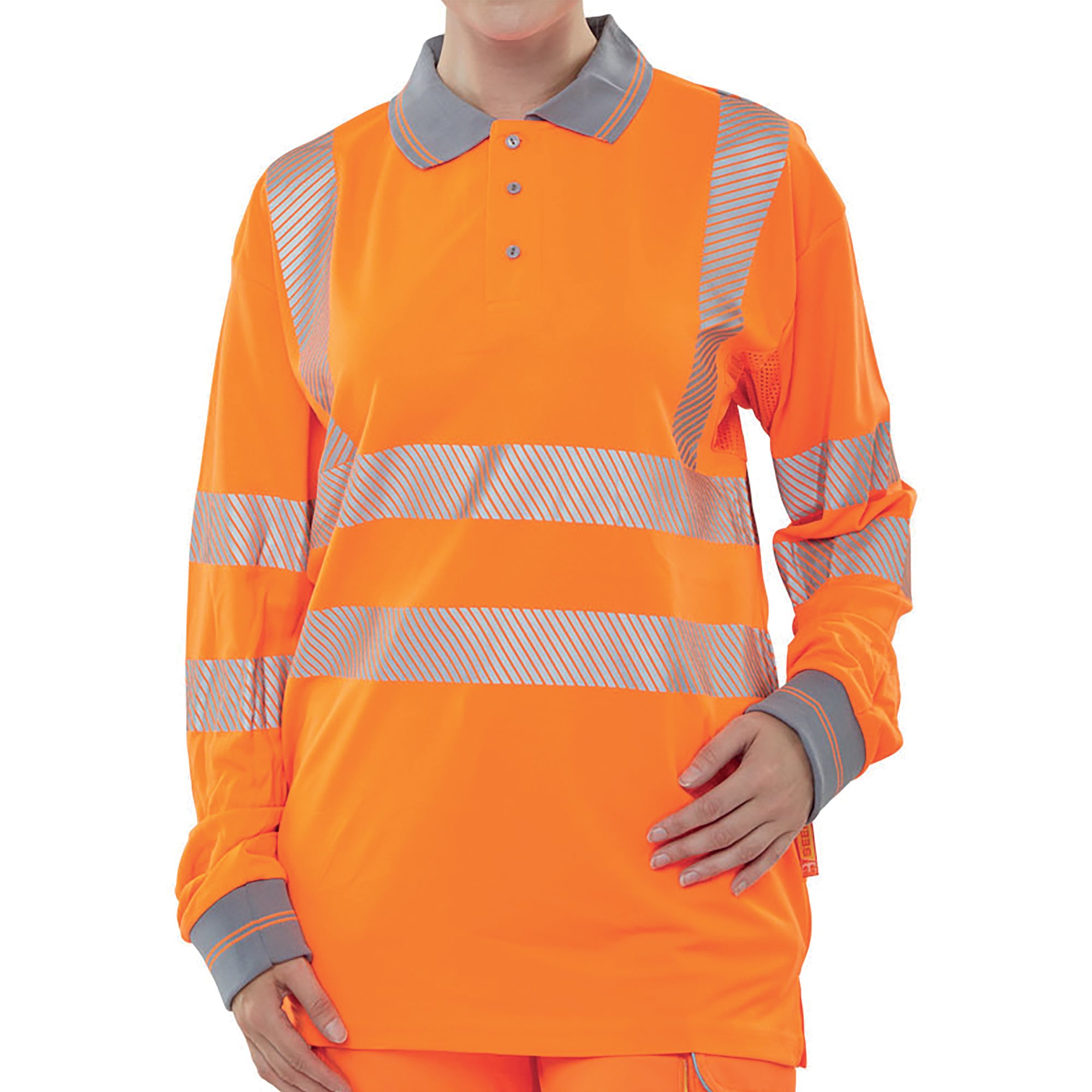 HI VIS EXEC LNG SLE POLO ORANGE 4XL