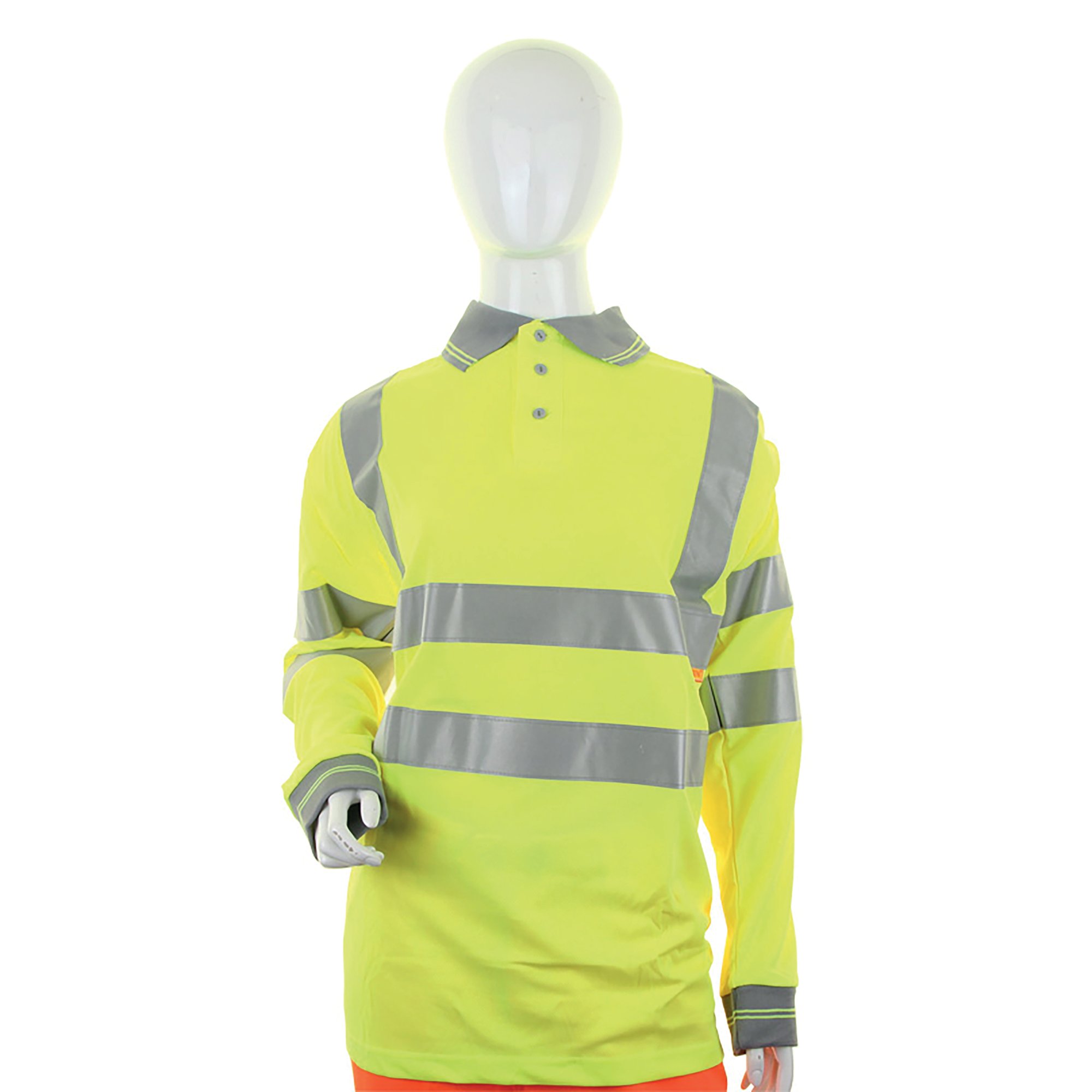 LADIES HI VIS L/S POLO S/YELLOW L